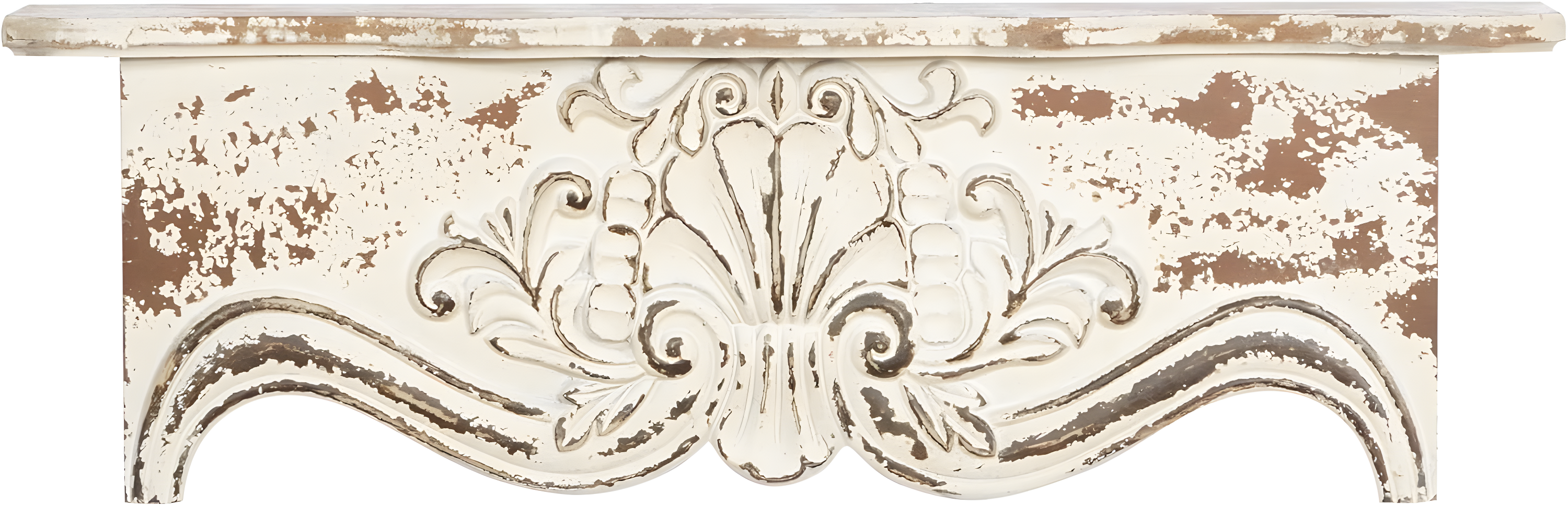 Kelly Clarkson Home Elicia White Wood Scroll Distressed 1 Shelf Room Wall Shelf
