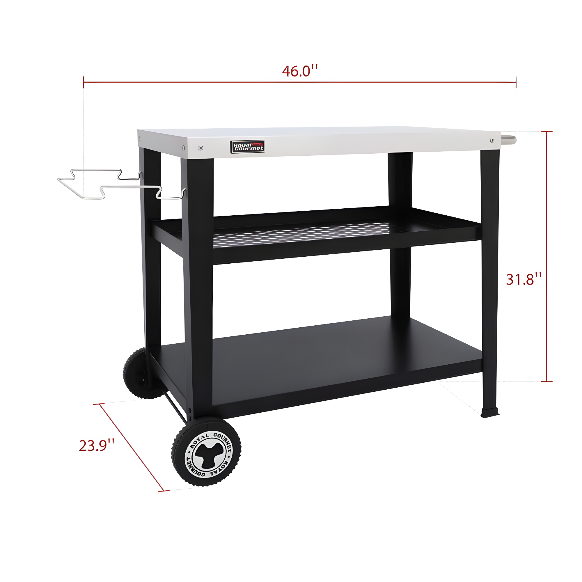 Royal Gourmet Royal Gourmet Movable 3-Shelf Grill Table with Removable Trash Bag Holder