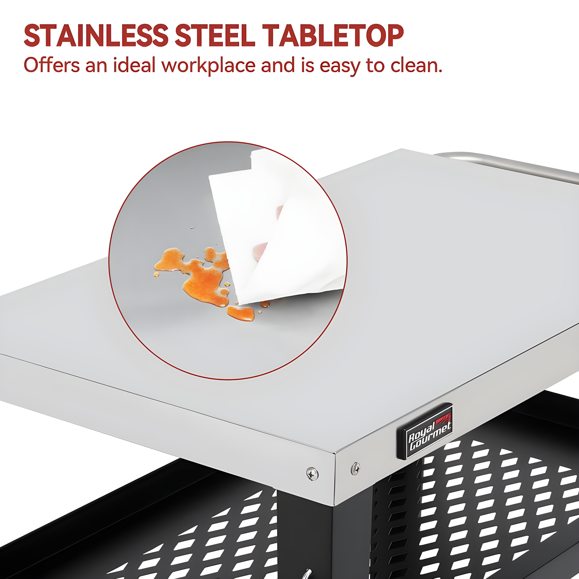 Royal Gourmet Royal Gourmet Movable 3-Shelf Grill Table with Removable Trash Bag Holder