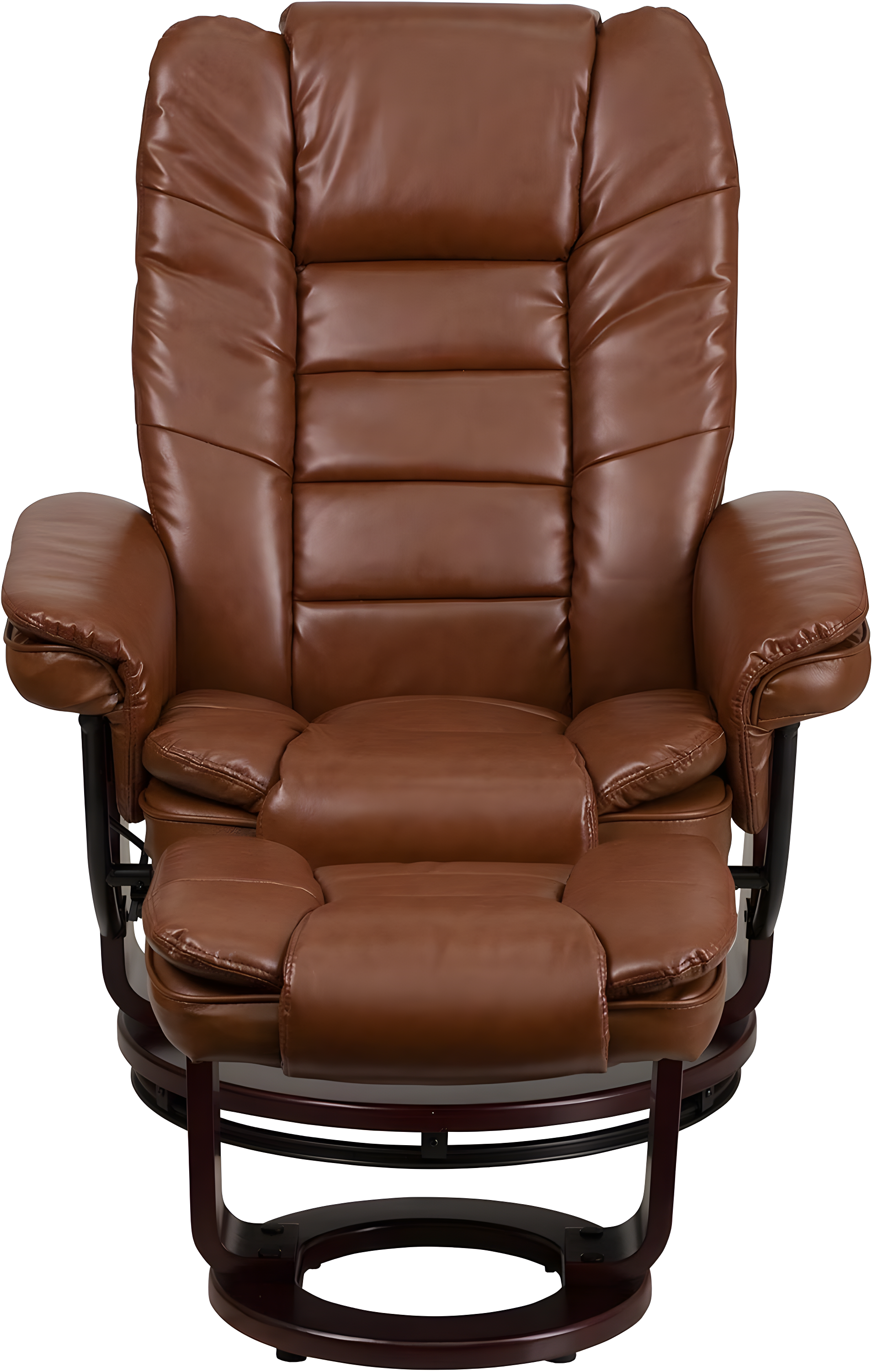 Bowery Hill Contemporary Leather Recliner in Vintage Brown Finish
