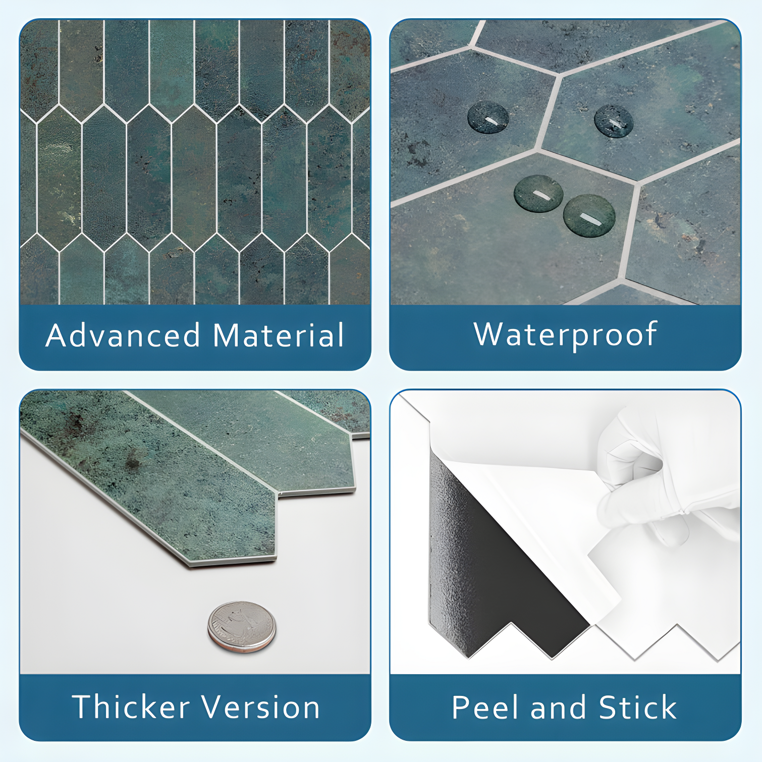 12" x 11.22" Stone Composite Peel & Stick Mosaic Tile