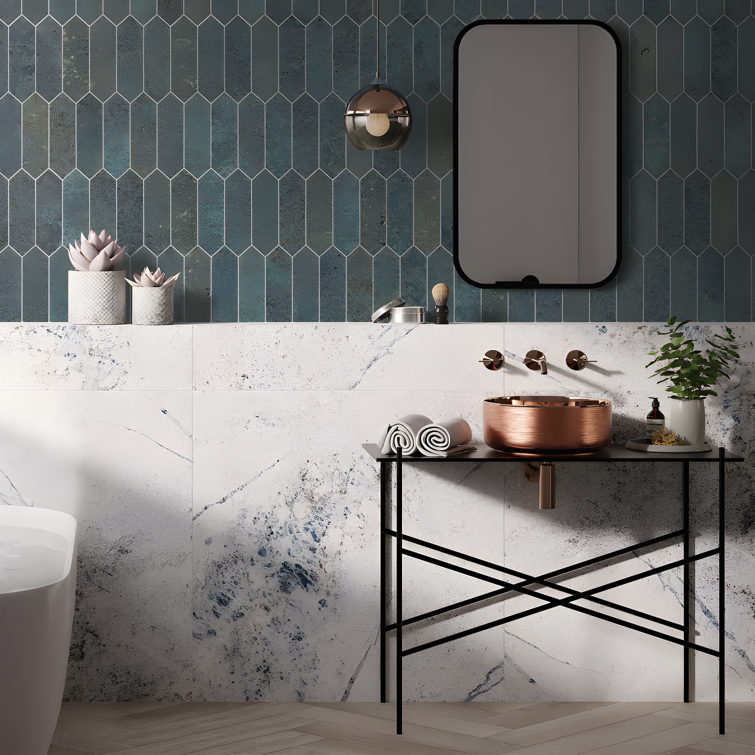 12" x 11.22" Stone Composite Peel & Stick Mosaic Tile