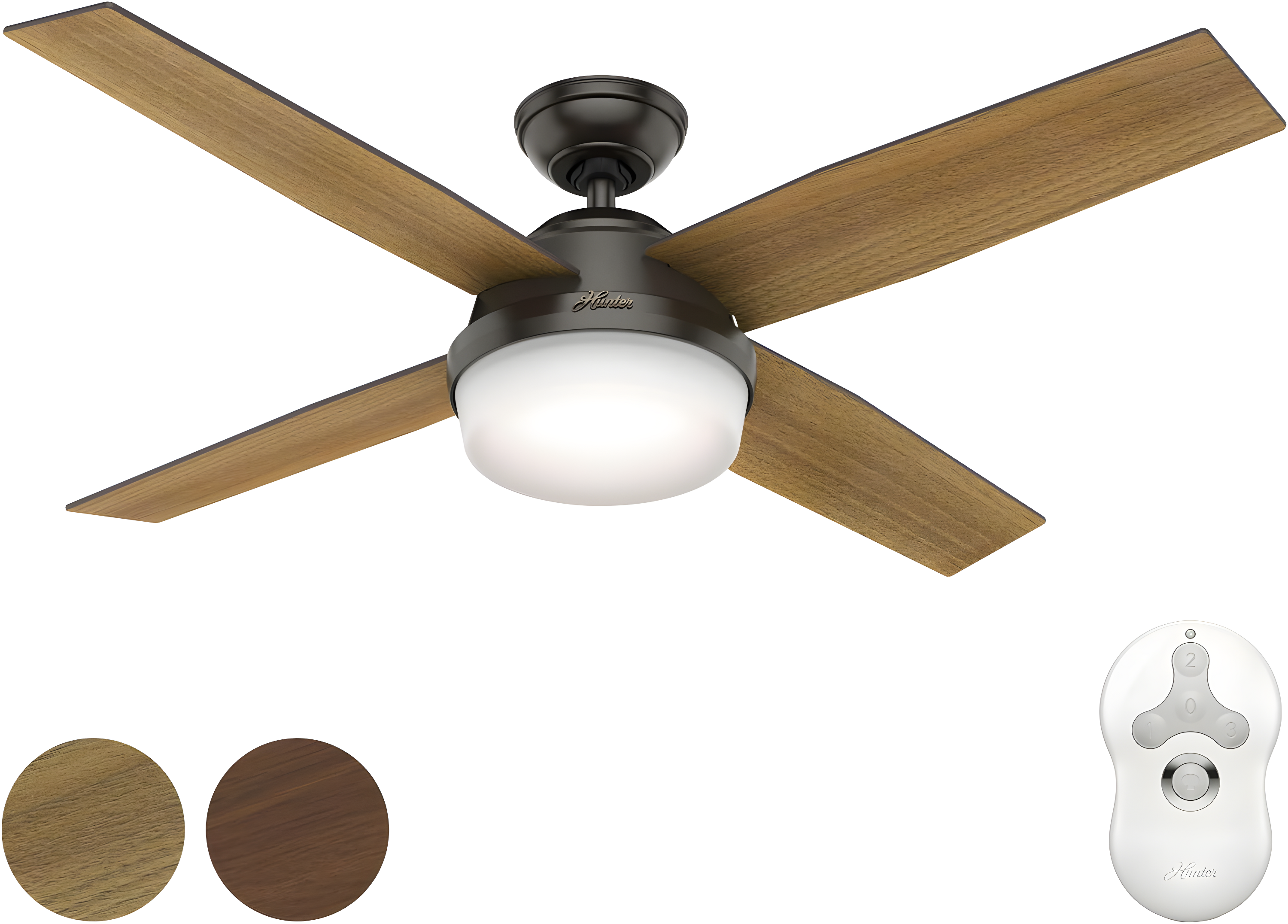 Dempsey 52" 4 - Blade Contemporary Indoor Ceiling Fan with Lights and Remote