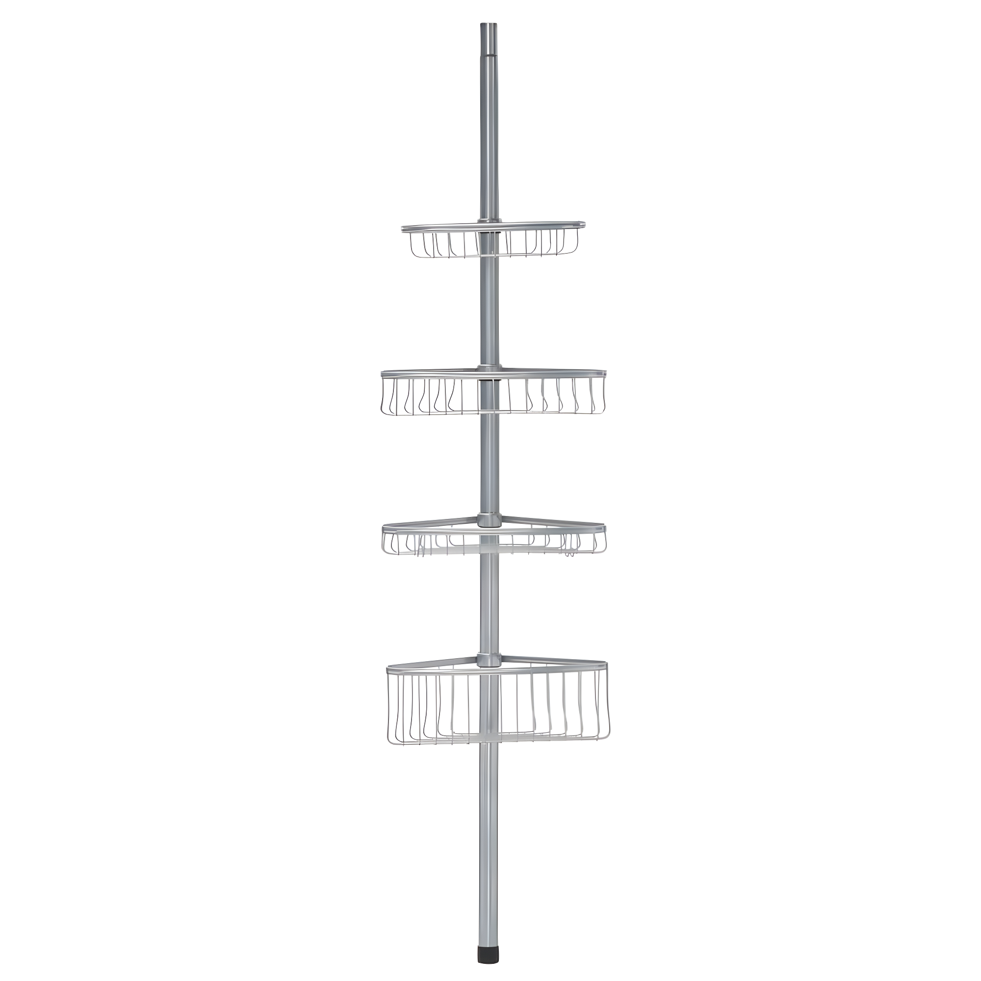 iDESIGN Steel 4 Tier Tension Pole Corner Shower Caddy York Collection Silver