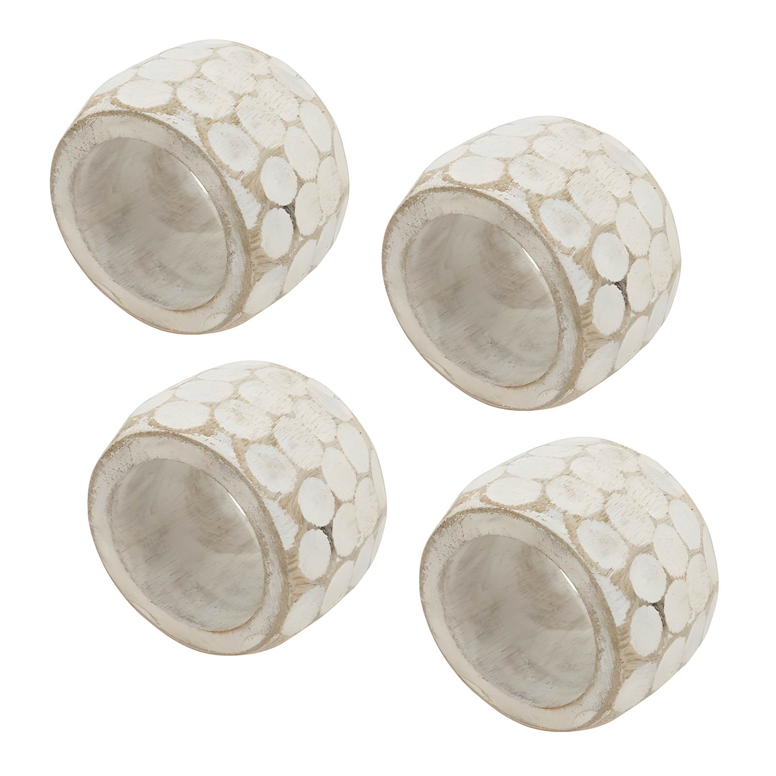 Saro Lifestyle Chunky Wood Dinner Napkin Rings (Set of 4), White