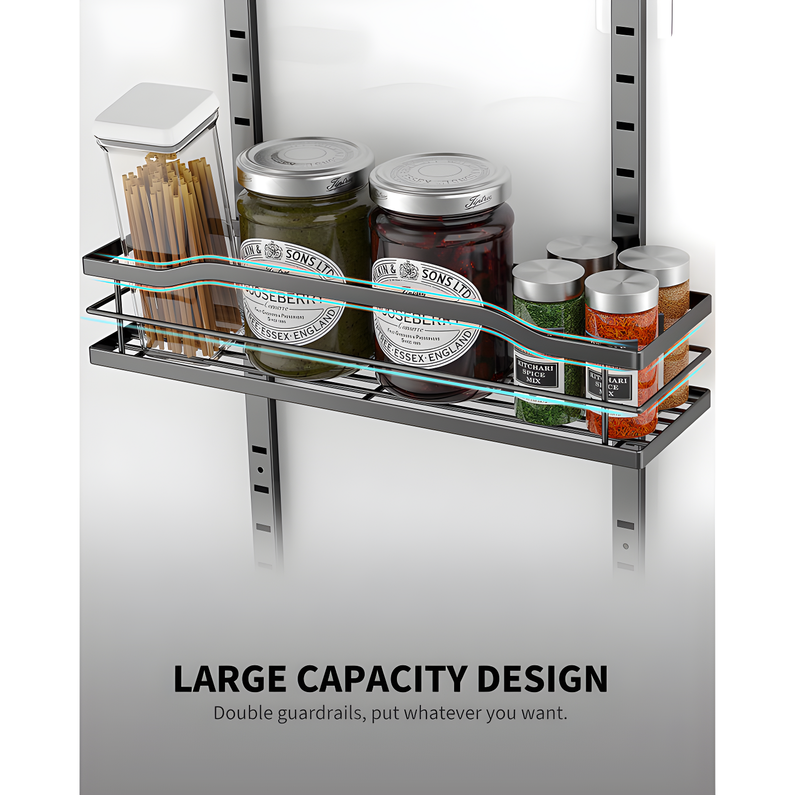Rebrilliant 9-Tier Over The Door Pantry Organizer, Black Hanging Basket Wall Spice Rack Seasoning Shelves