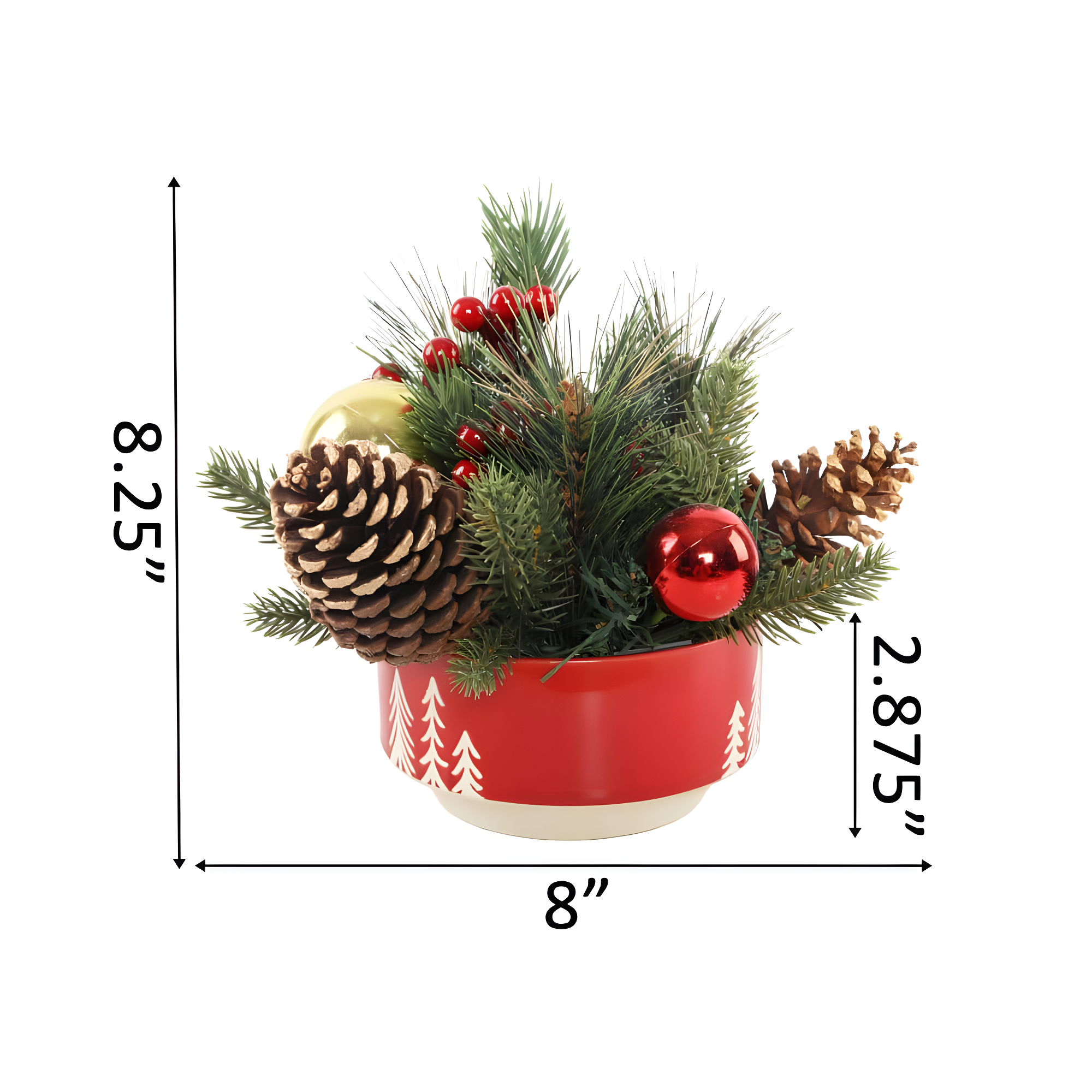 Garland Mix in 3" Ceramic Flower Pot Indoor Christmas Decoration