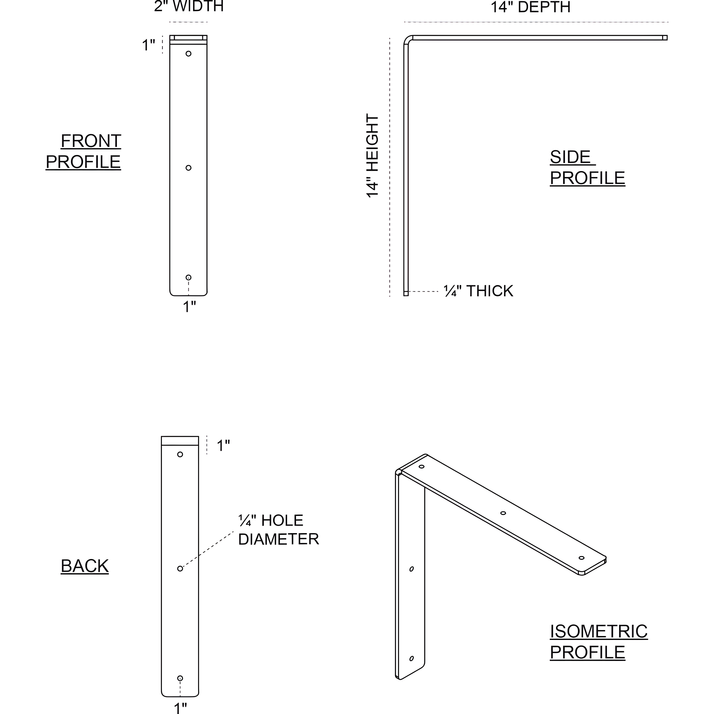 Ekena Millwork Hamilton H 2'' W D Metal Bracket / Corbel