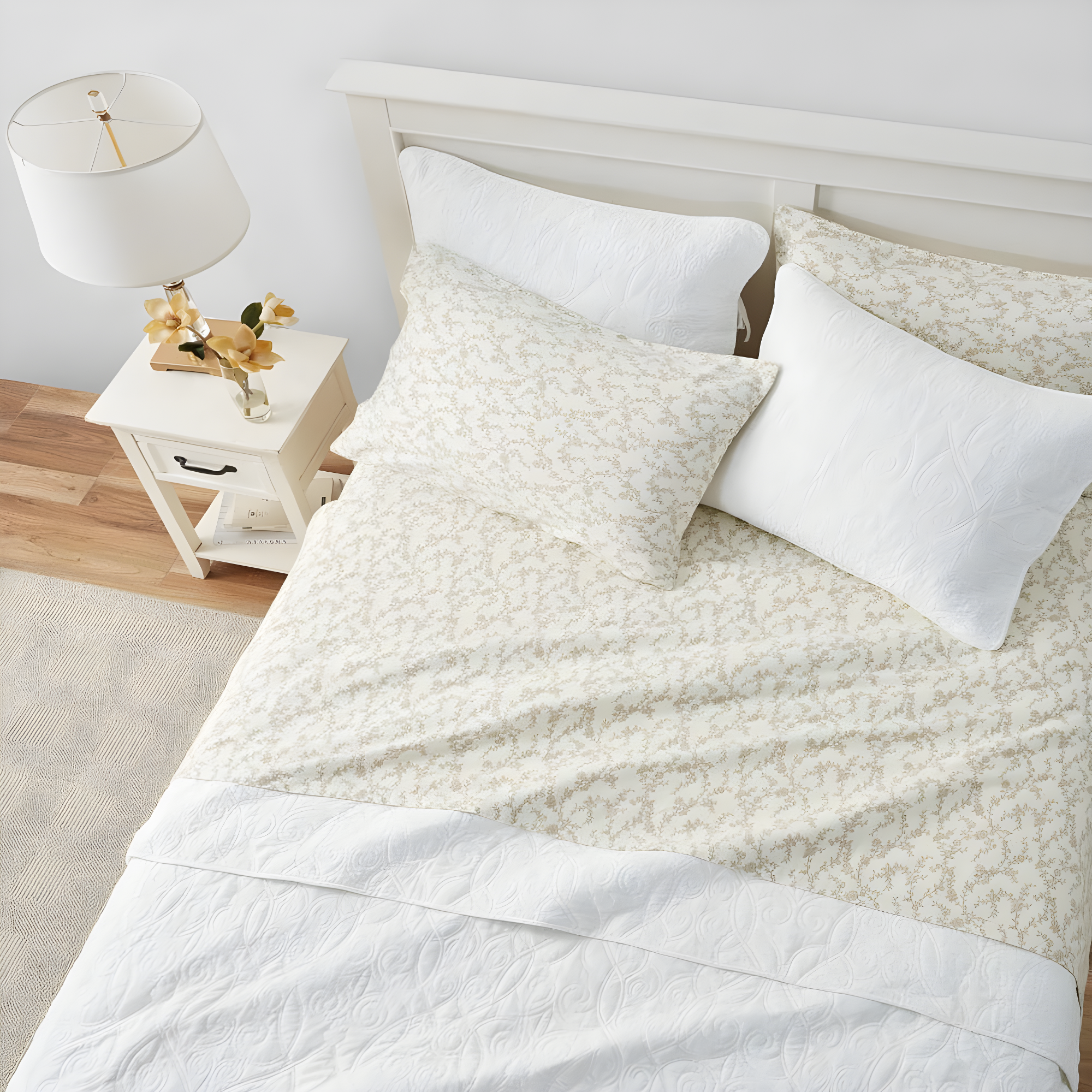 Laura Ashley Victoria Flannel Sheet Set Twin - Beige