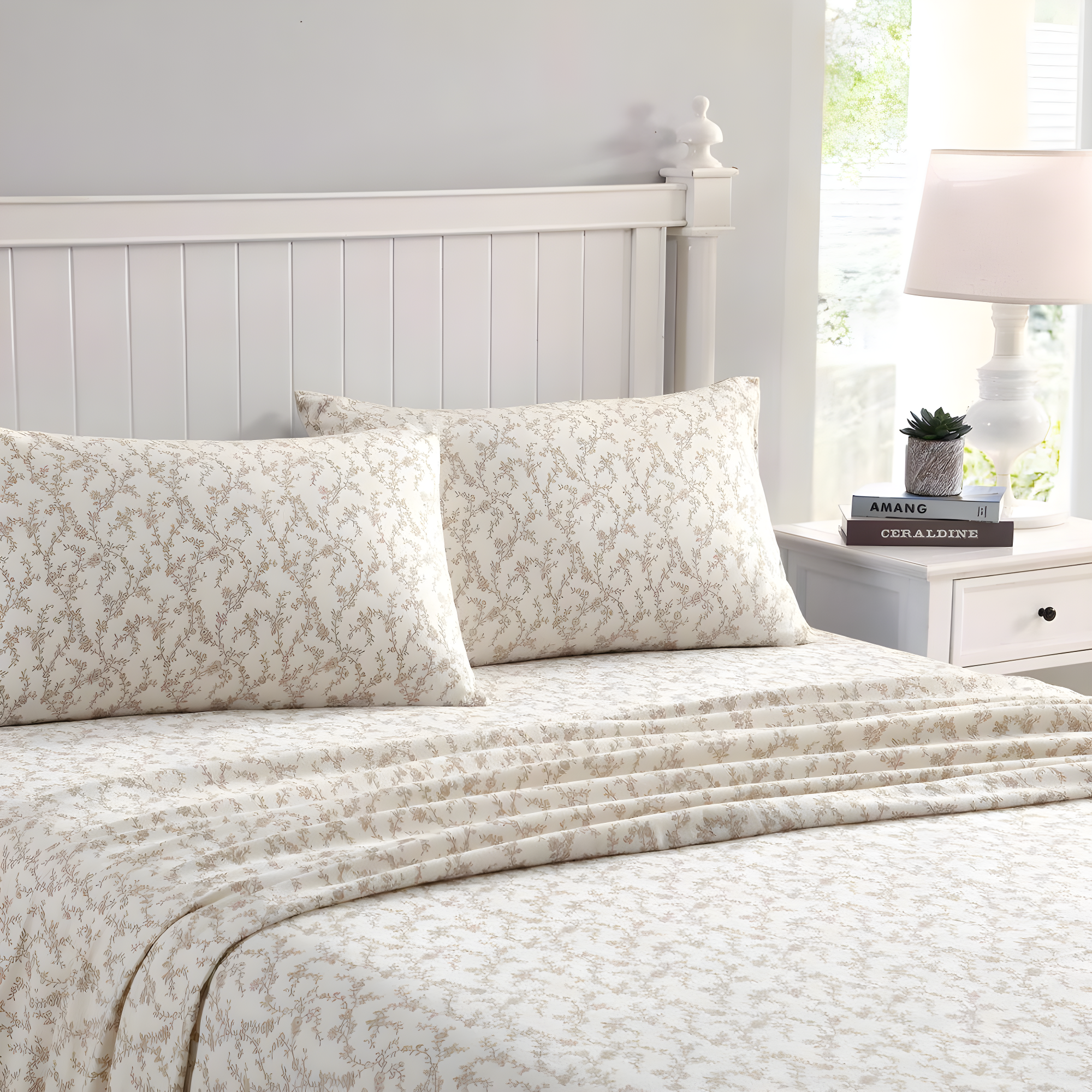 Laura Ashley Victoria Flannel Sheet Set Twin - Beige