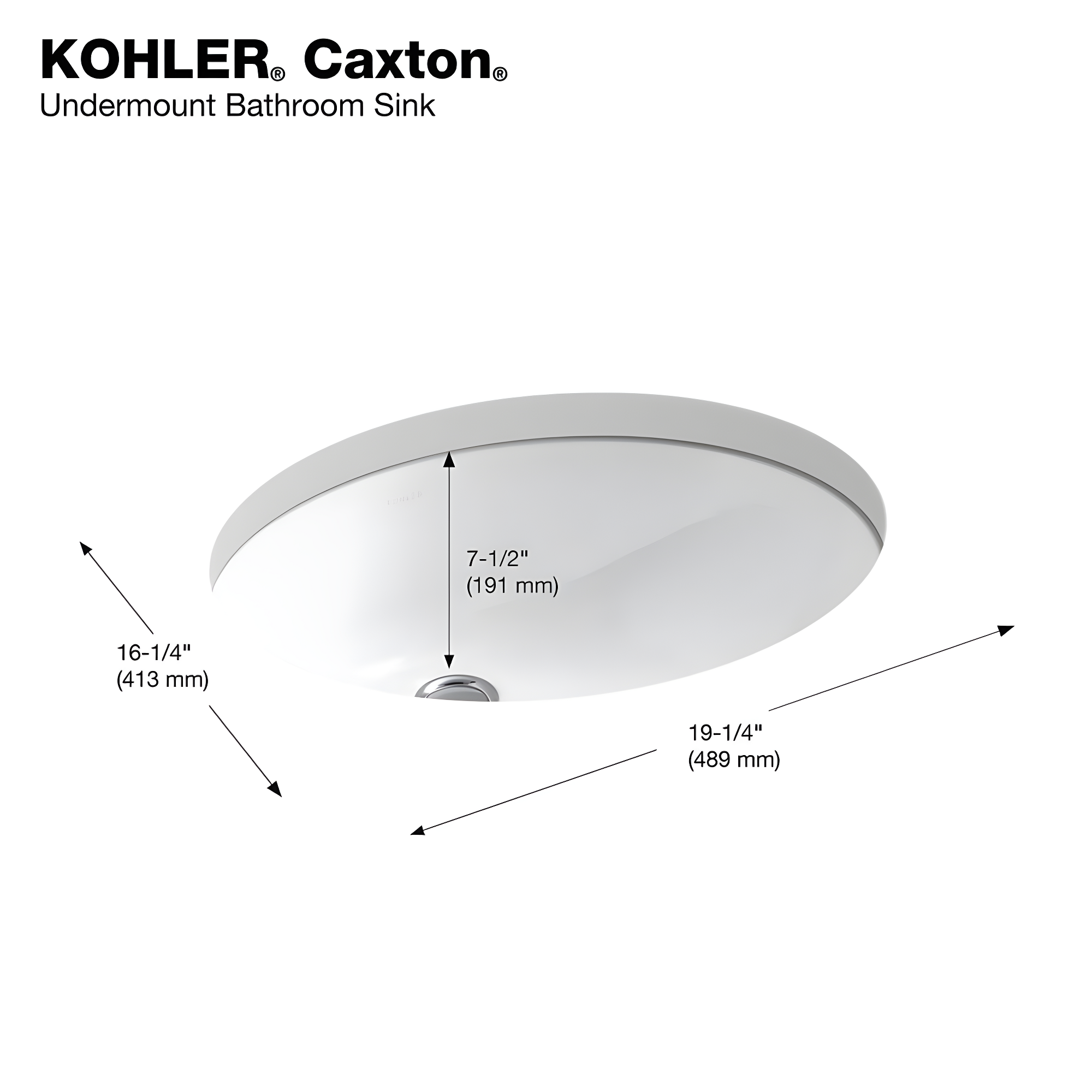 Caxton® Vitreous China Oval Undermount Bathroom Sink with Overflow