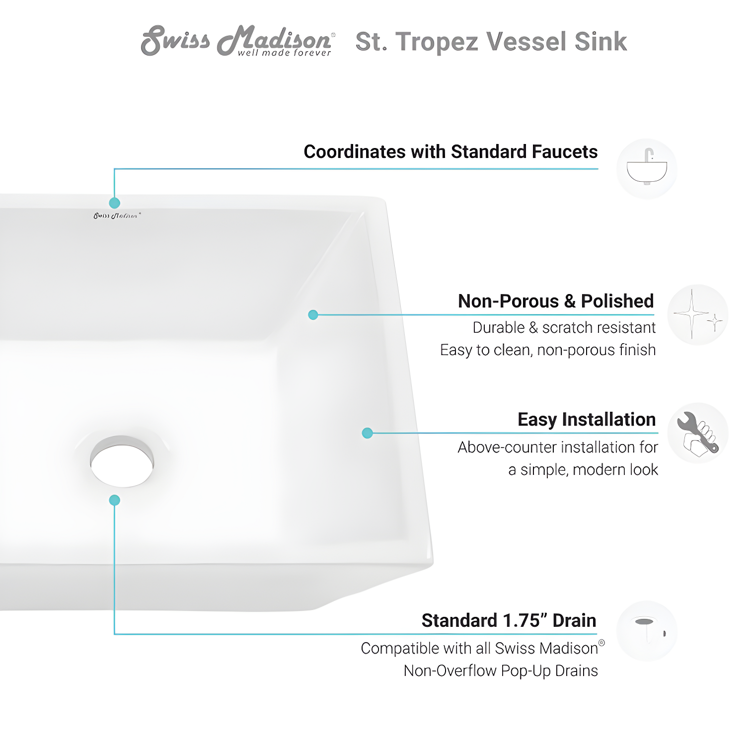 St. Tropez Square Ceramic Vessel Sink