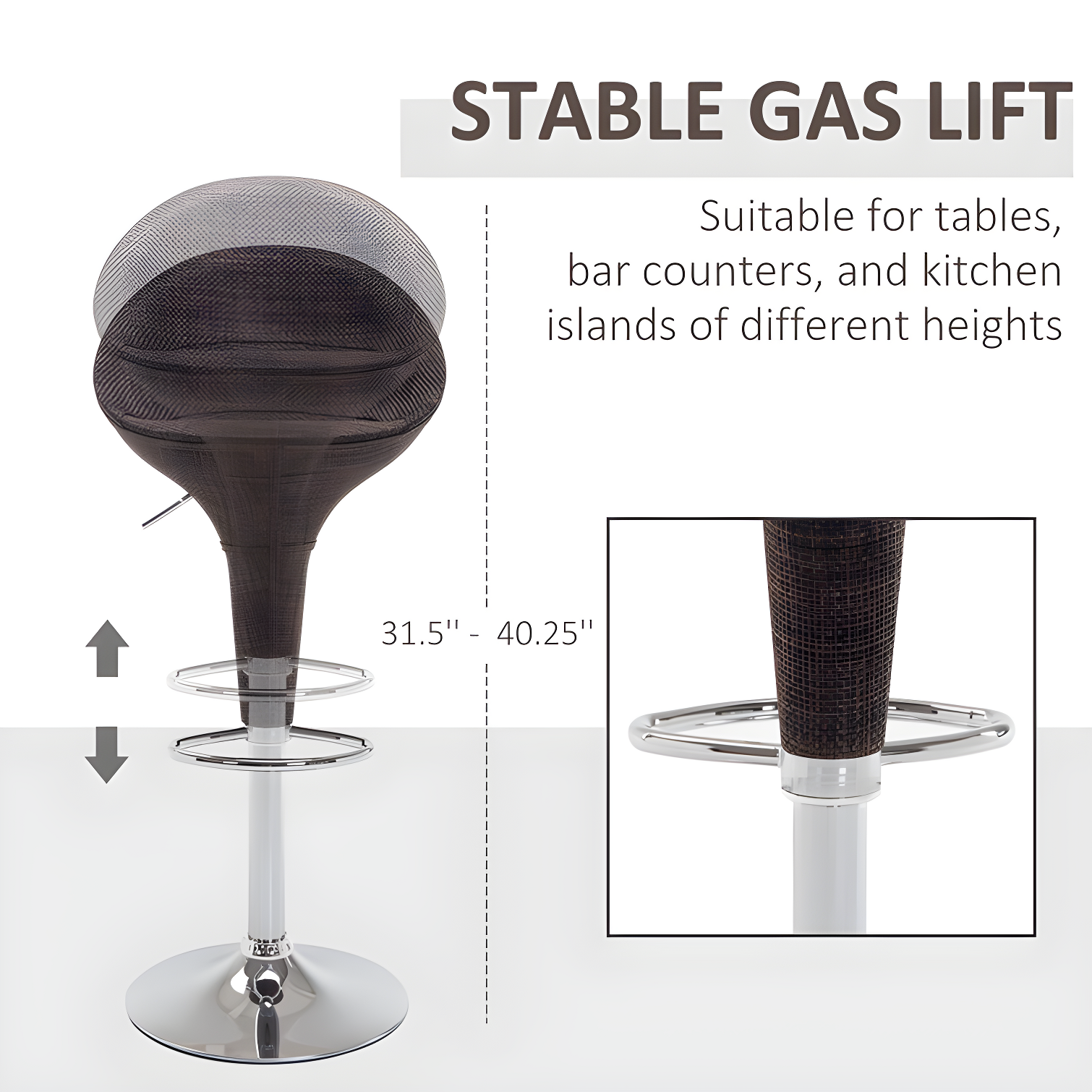 Orren Ellis Galeton Swivel Upholstered Adjustable Height Counter Stool with Metal Frame (Set of 2)