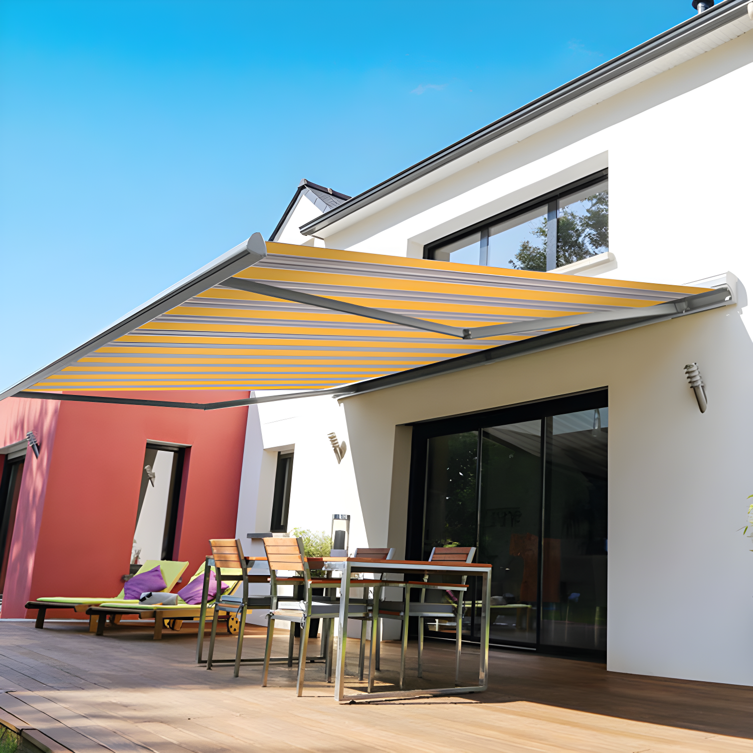 Advaning 10.5'' Fabric, Metal Cover Retractable Patio Awning