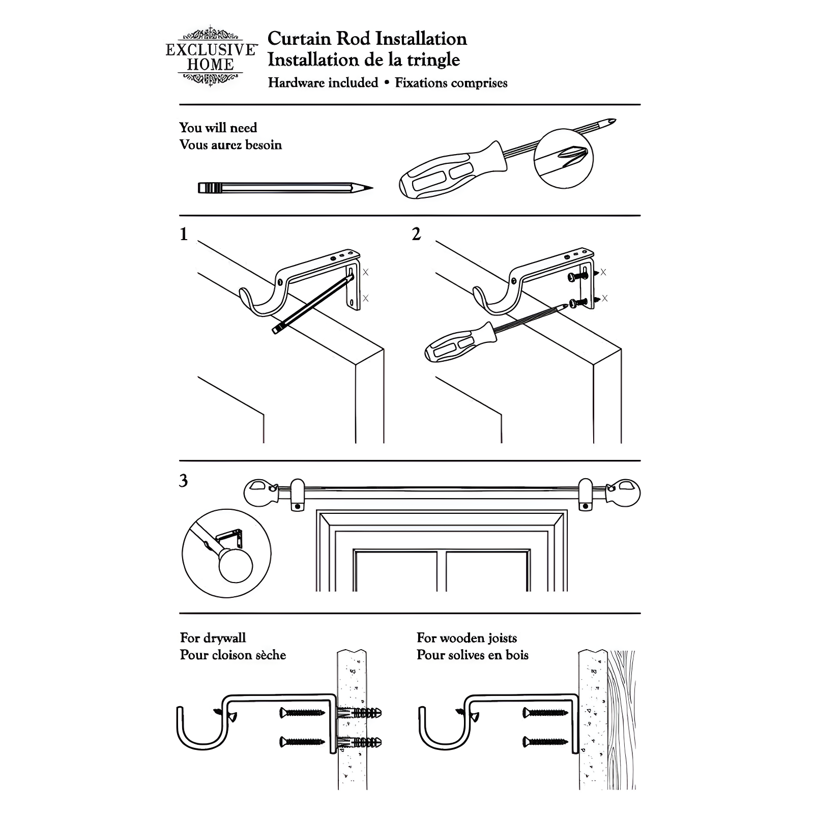Exclusive Home 36"-72" Duke Curtain Rod - Distressed White: Iron, Single Rod, 25 lb Capacity, Rounded Cap Finial