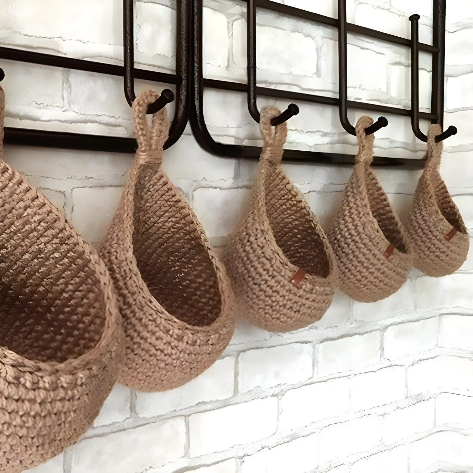 Hanging Fruit Baskets For Kitchen, 3 Pack Wall Hanging Fruit Baskets Boho Hanging Wall Basket, Hanging Kitchen Baskets For Fruits, Vegetables And Onion Storage (Set of 3)