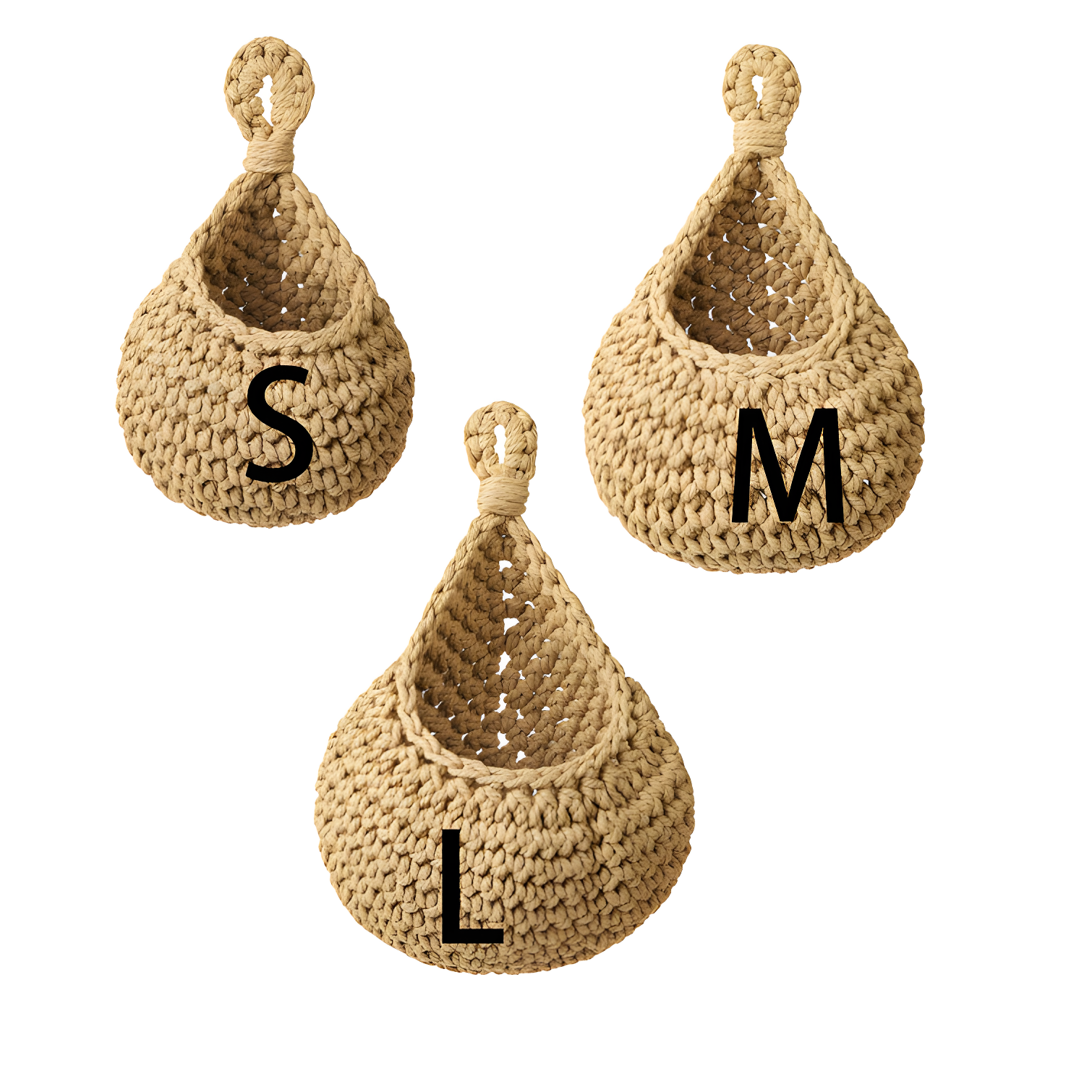 Hanging Fruit Baskets For Kitchen, 3 Pack Wall Hanging Fruit Baskets Boho Hanging Wall Basket, Hanging Kitchen Baskets For Fruits, Vegetables And Onion Storage (Set of 3)