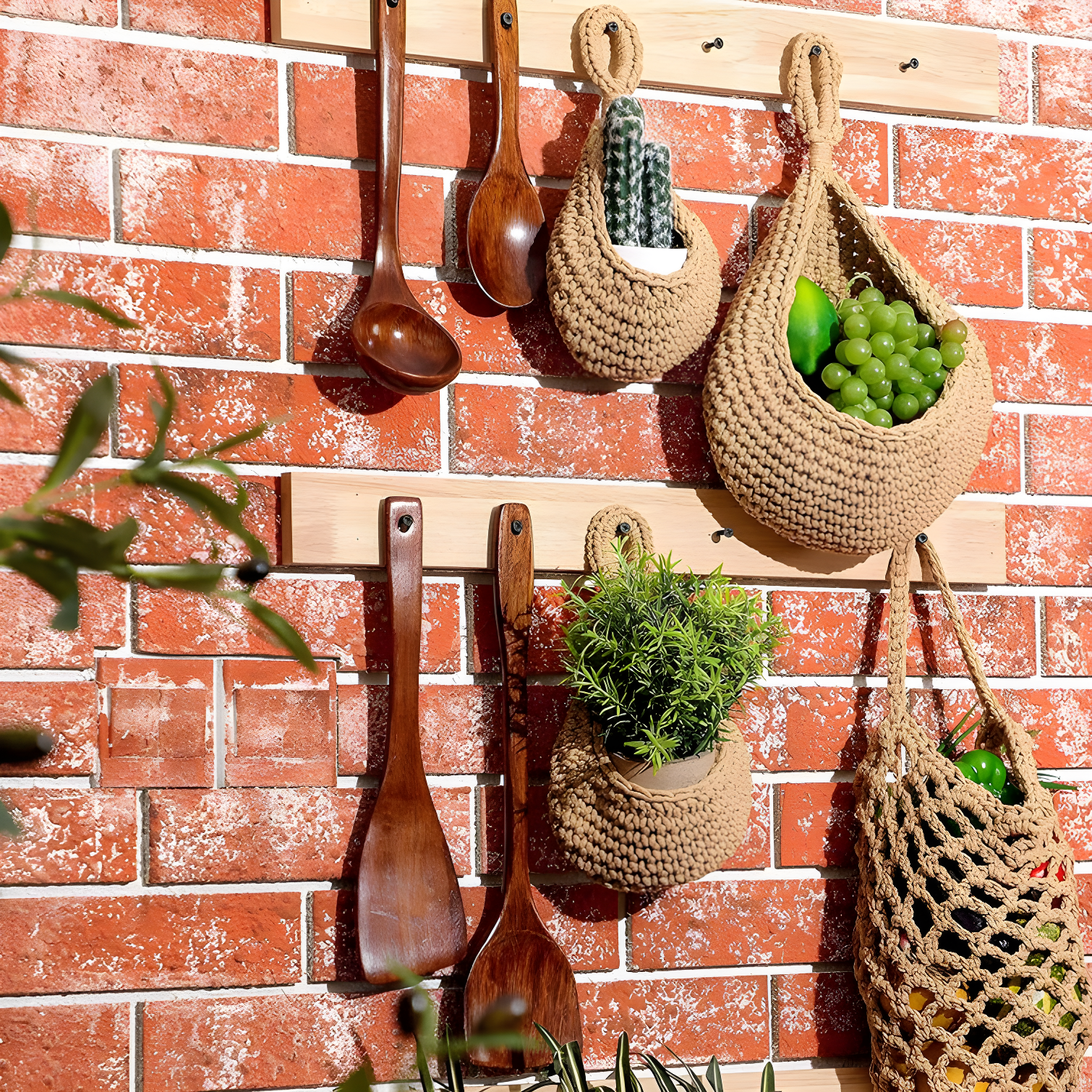 Hanging Fruit Baskets For Kitchen, 3 Pack Wall Hanging Fruit Baskets Boho Hanging Wall Basket, Hanging Kitchen Baskets For Fruits, Vegetables And Onion Storage (Set of 3)