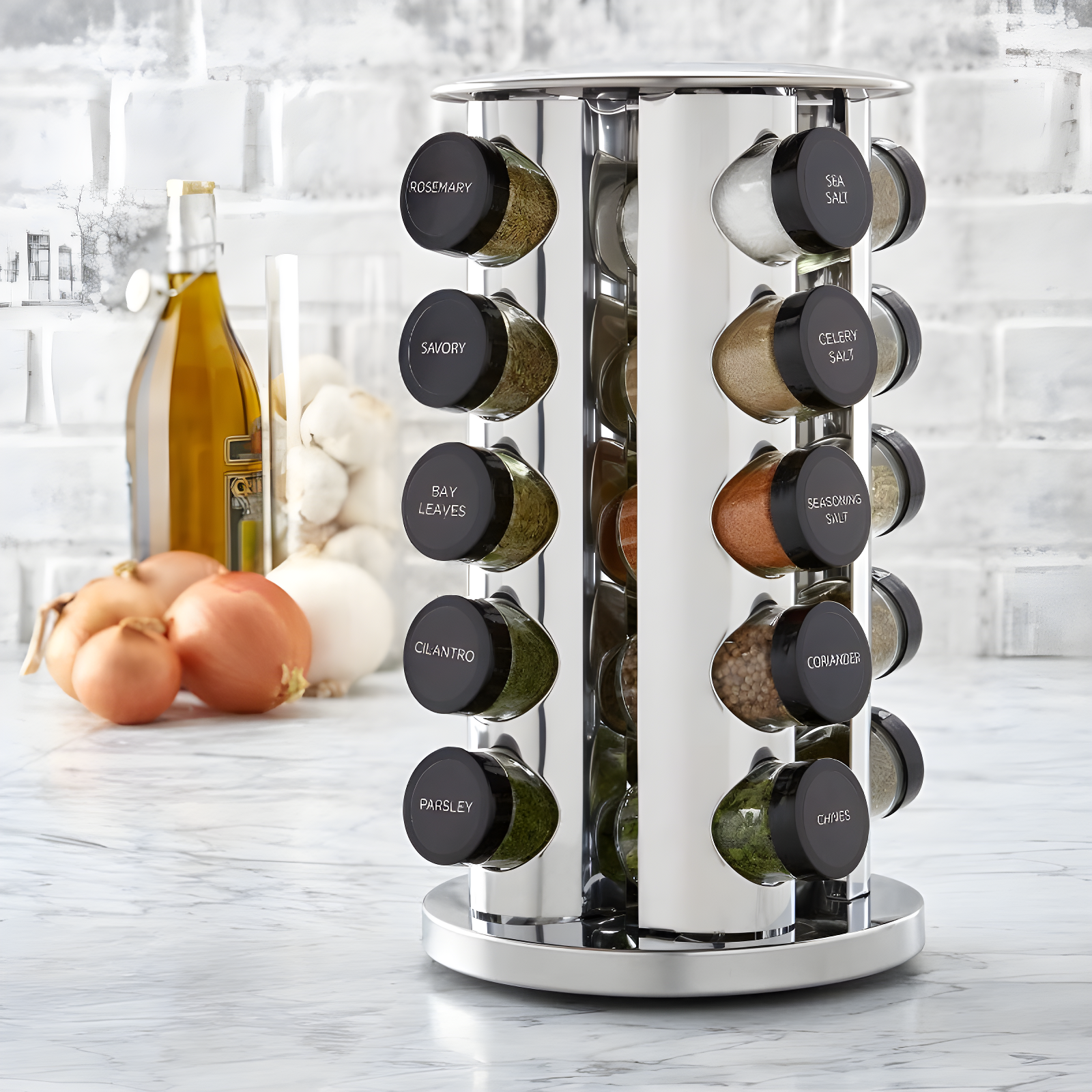 Kamenstein 20-Jar Revolving Stainless Steel Countertop Spice Rack