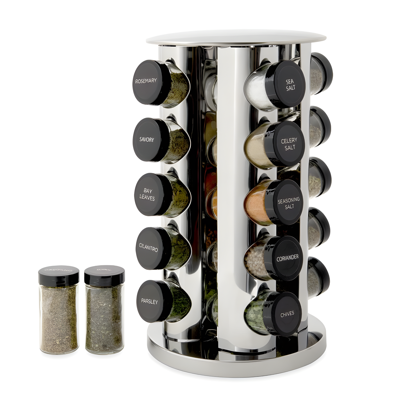 Kamenstein 20-Jar Revolving Stainless Steel Countertop Spice Rack