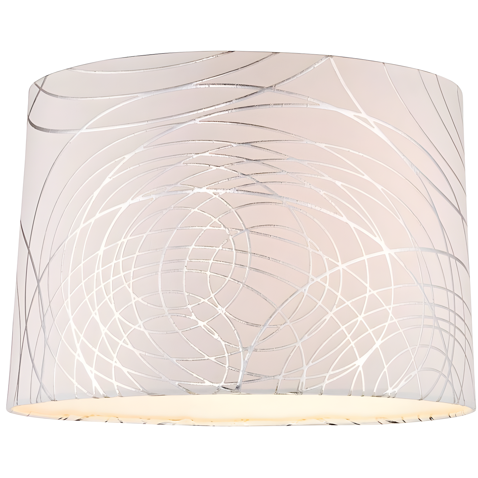 Springcrest Cream with Silver Circles Medium Drum Lamp Shade 15" Top x 16" Bottom x 11" High (Spider) Replacement with Harp and Finial