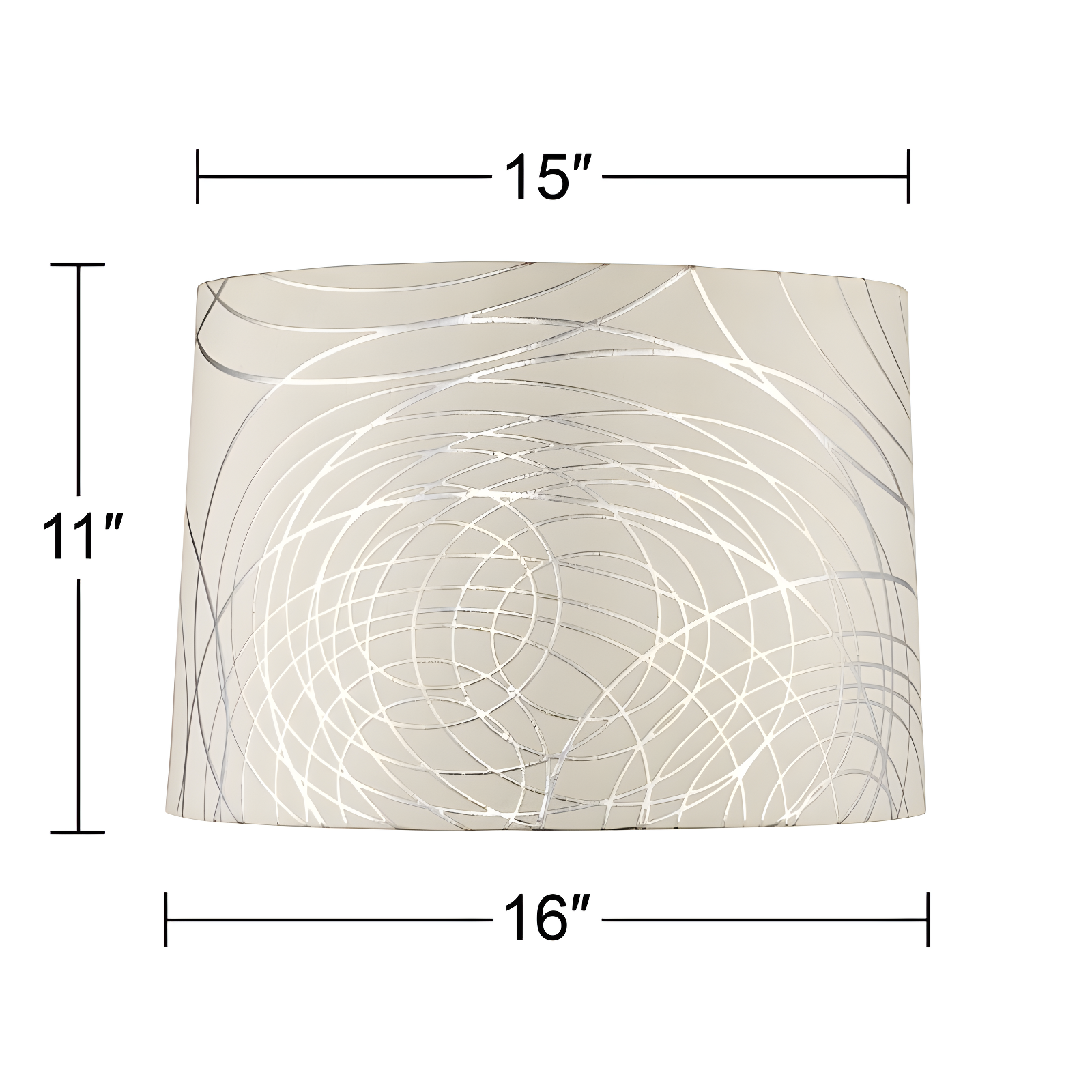 Springcrest Cream with Silver Circles Medium Drum Lamp Shade 15" Top x 16" Bottom x 11" High (Spider) Replacement with Harp and Finial