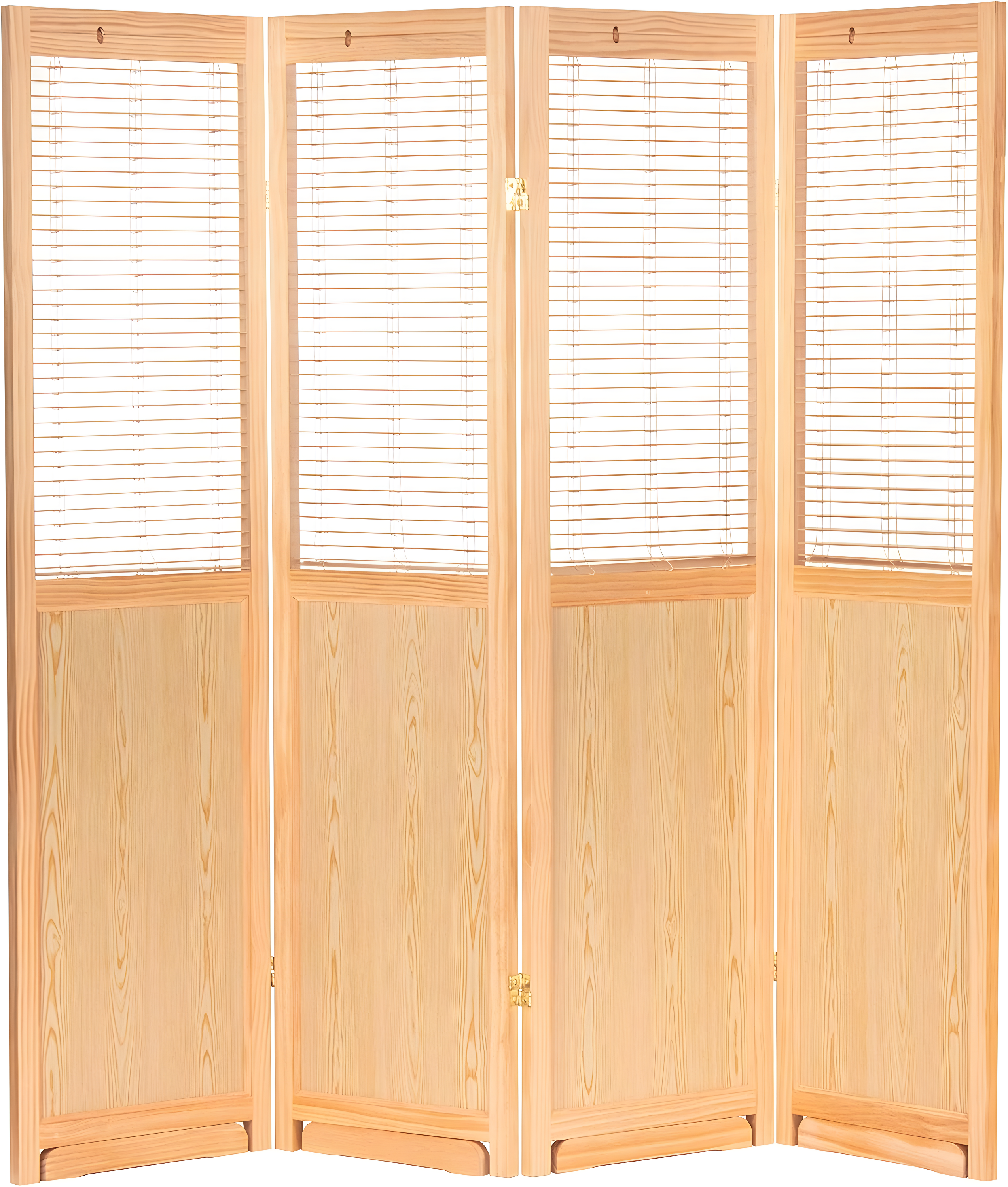Oriental Furniture 6 ft. Tall Adjustable Shutter Room Divider Natural - 4 Panel