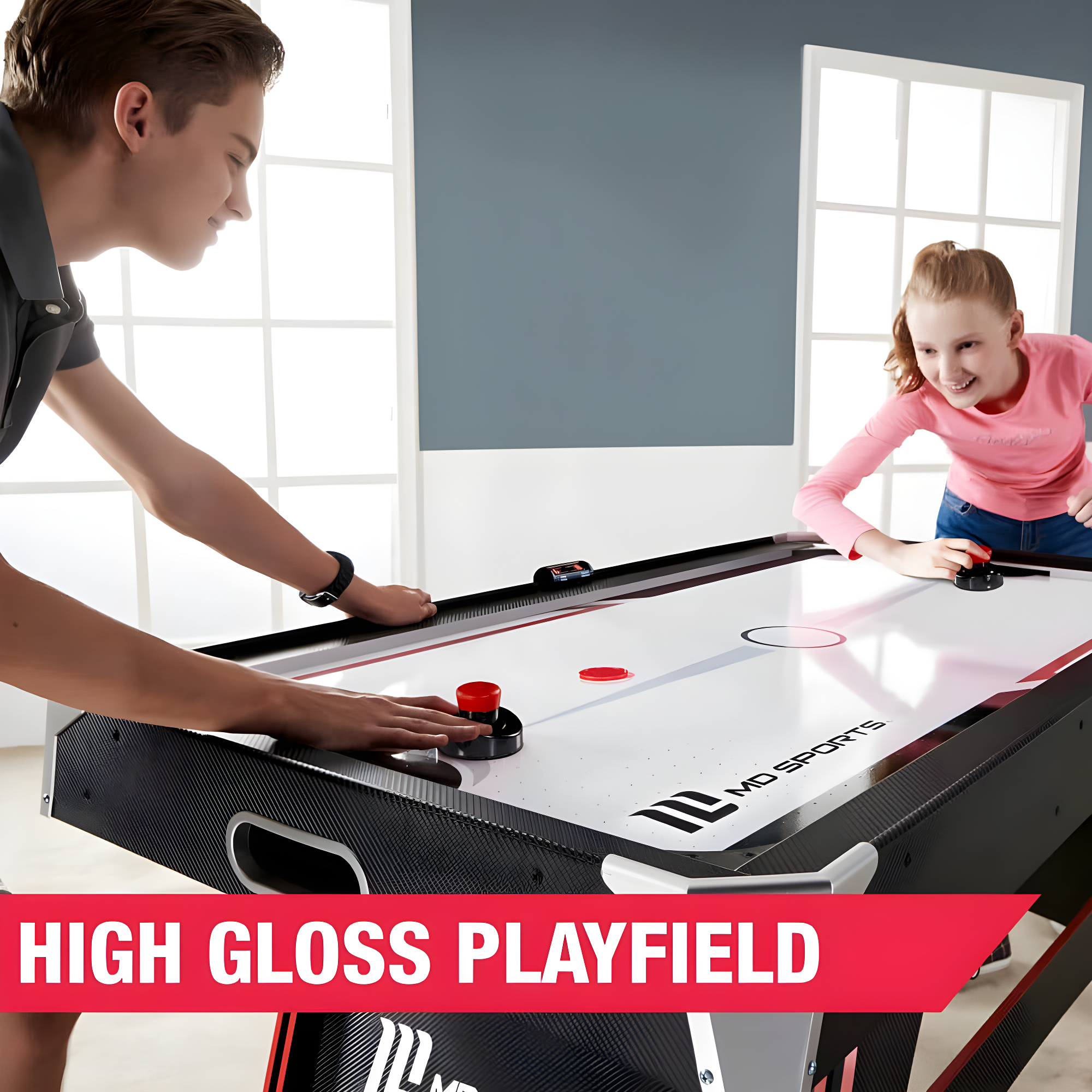 MD Sports 60" 2 -Player Air Hockey Table with Digital Scoreboard and Lights