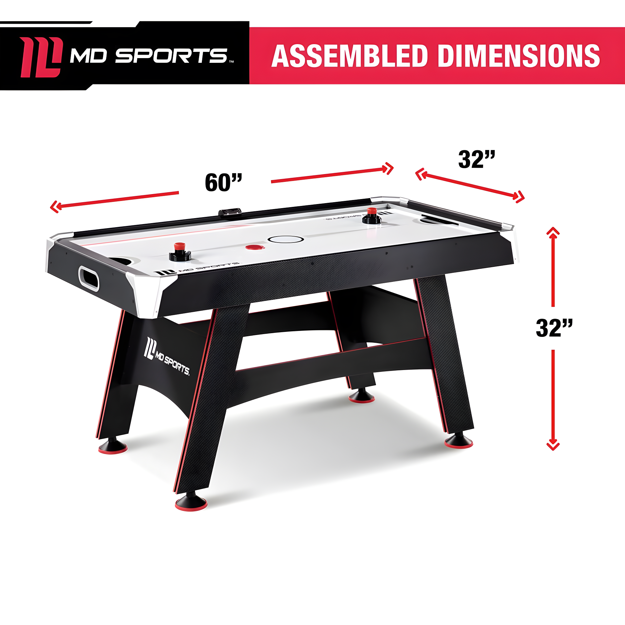 MD Sports 60" 2 -Player Air Hockey Table with Digital Scoreboard and Lights