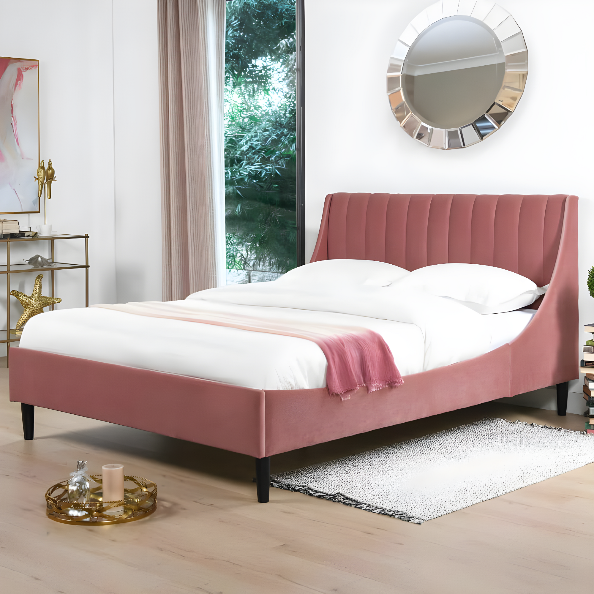 Sandy Wilson Home Aspen Upholstered Platform Bed Queen Ash Rose