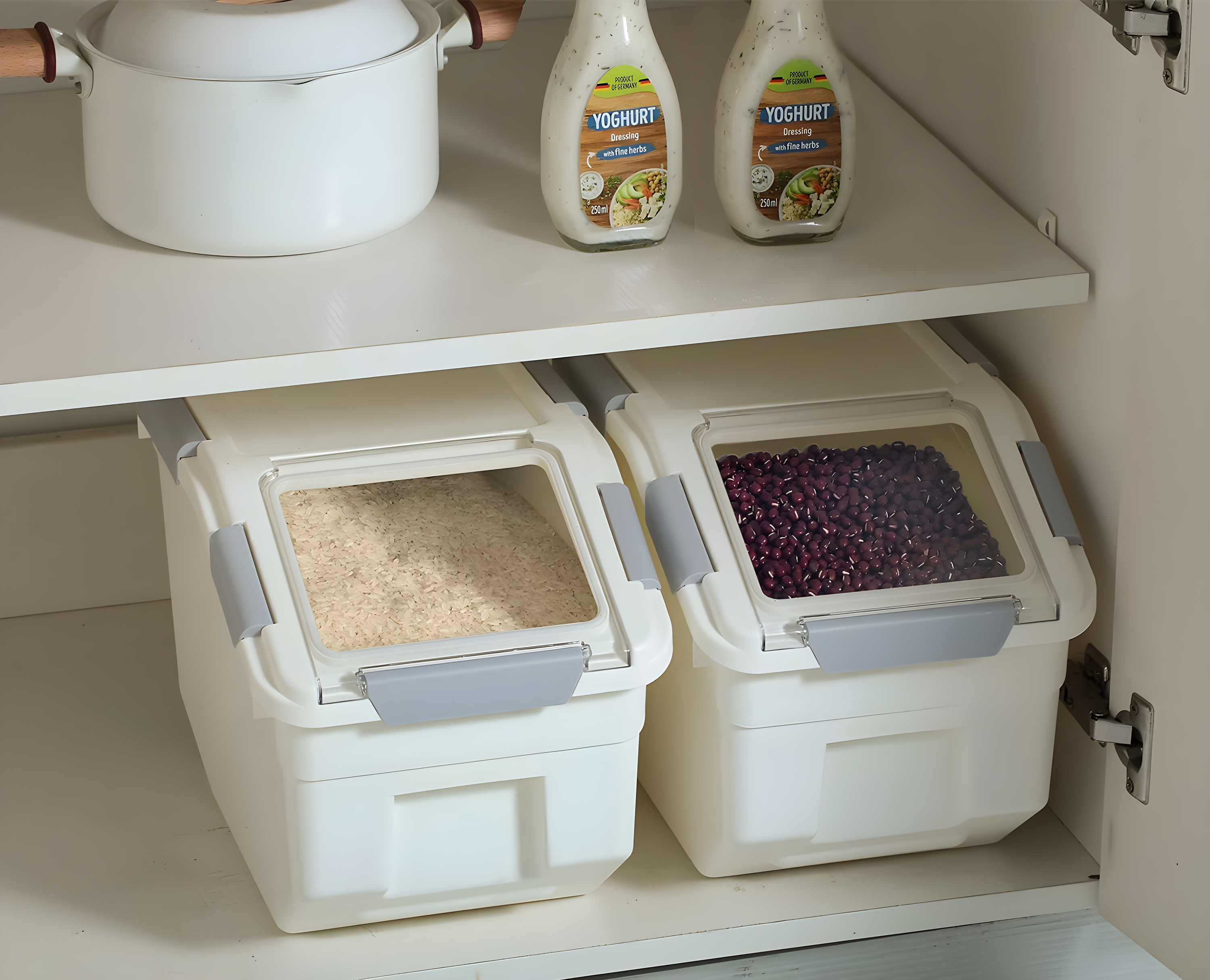 2 Pack Dog Food Storage Container With Scoop,Large Airtight Pet Dog Food Bin,Container For Dog Treats Rice,Dog Cat Dry Food Bin,Baking Supplies,Flour,Rice,Kitchen Pantry Cereal(10 LB)