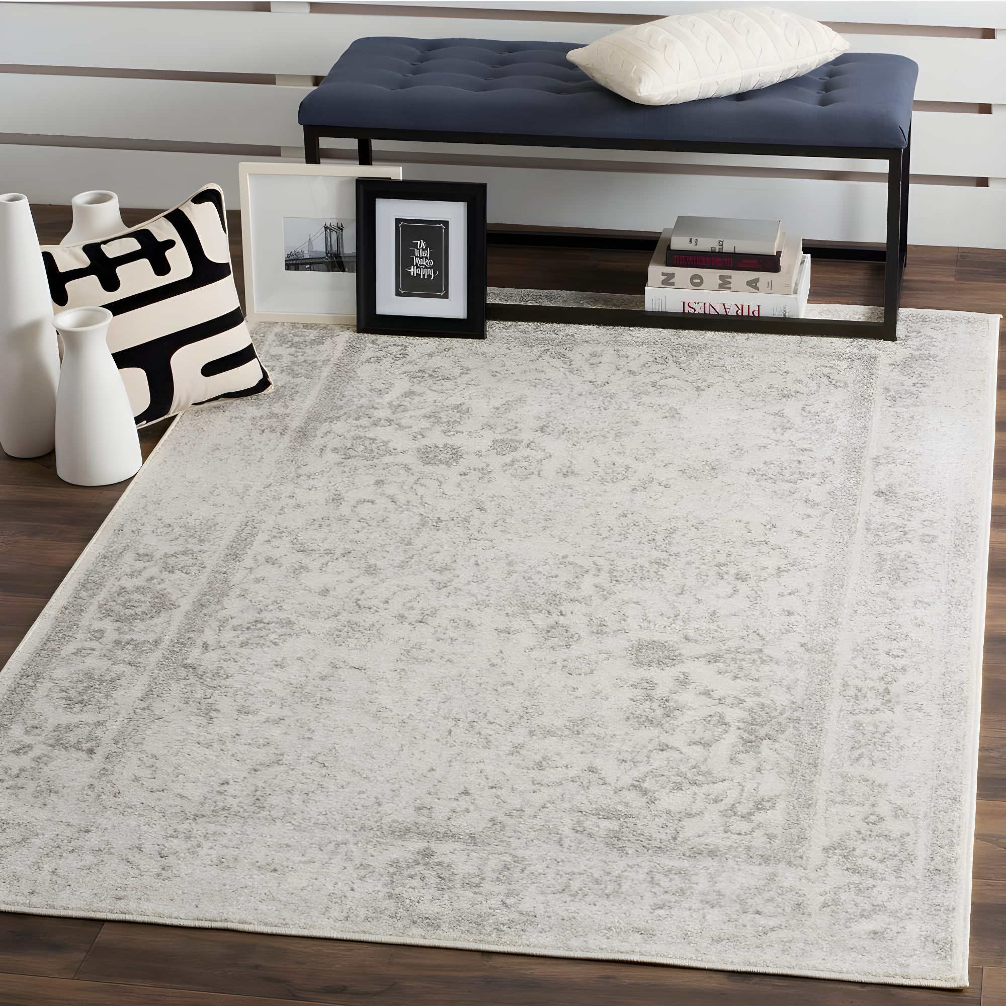 Adirondack ADR109 Machine Made Indoor Accent Rug - Ivory/Silver - 2'-6"x4' - Safavieh