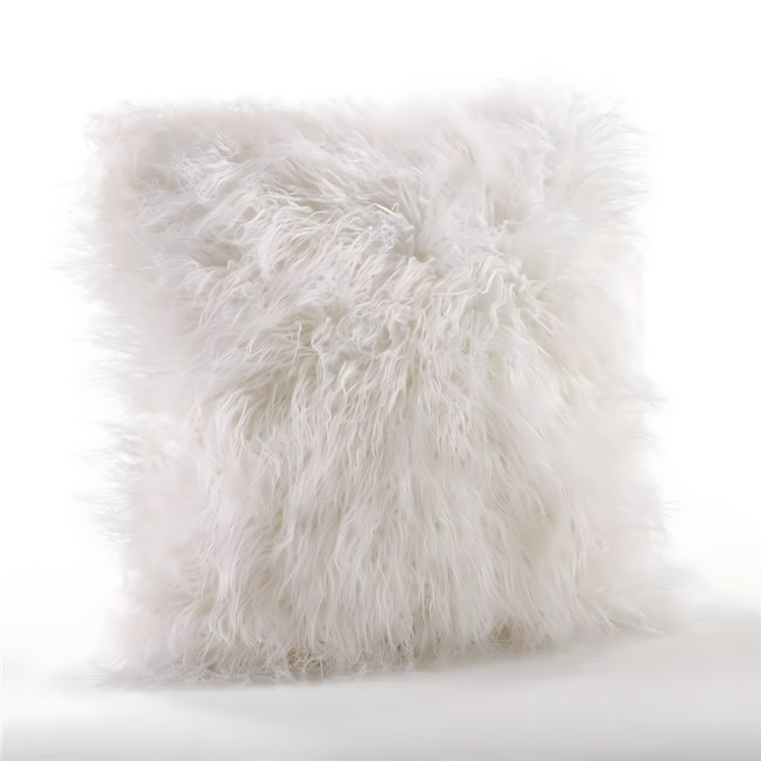 18"x18" Poly Filled Faux Mongolian Fur Square Throw Pillow Ivory - Saro Lifestyle