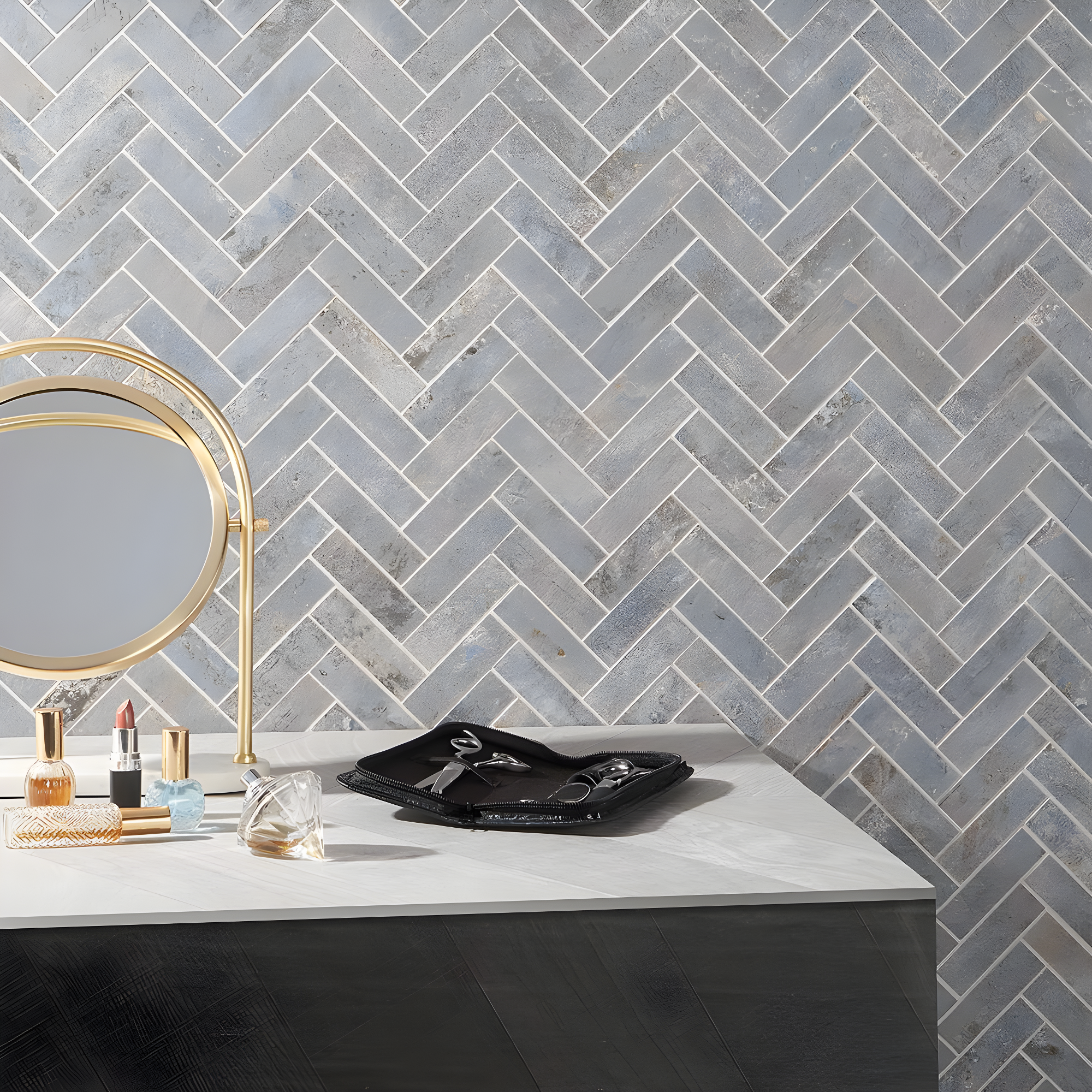 Mantis 10.03 in. x 10.62 in. Herringbone Matte Porcelain Floor & Wall Mosaic Tile (0.75 Sq.Ft./Each)