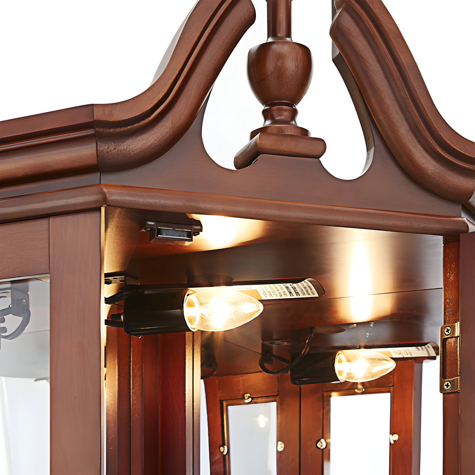 wendeway Walnut Corner Curio Cabinet With Lights,Adjustable Tempered Glass Shelves, Mirrored Back, Display Cabinet,Sideboard,Bookshelf