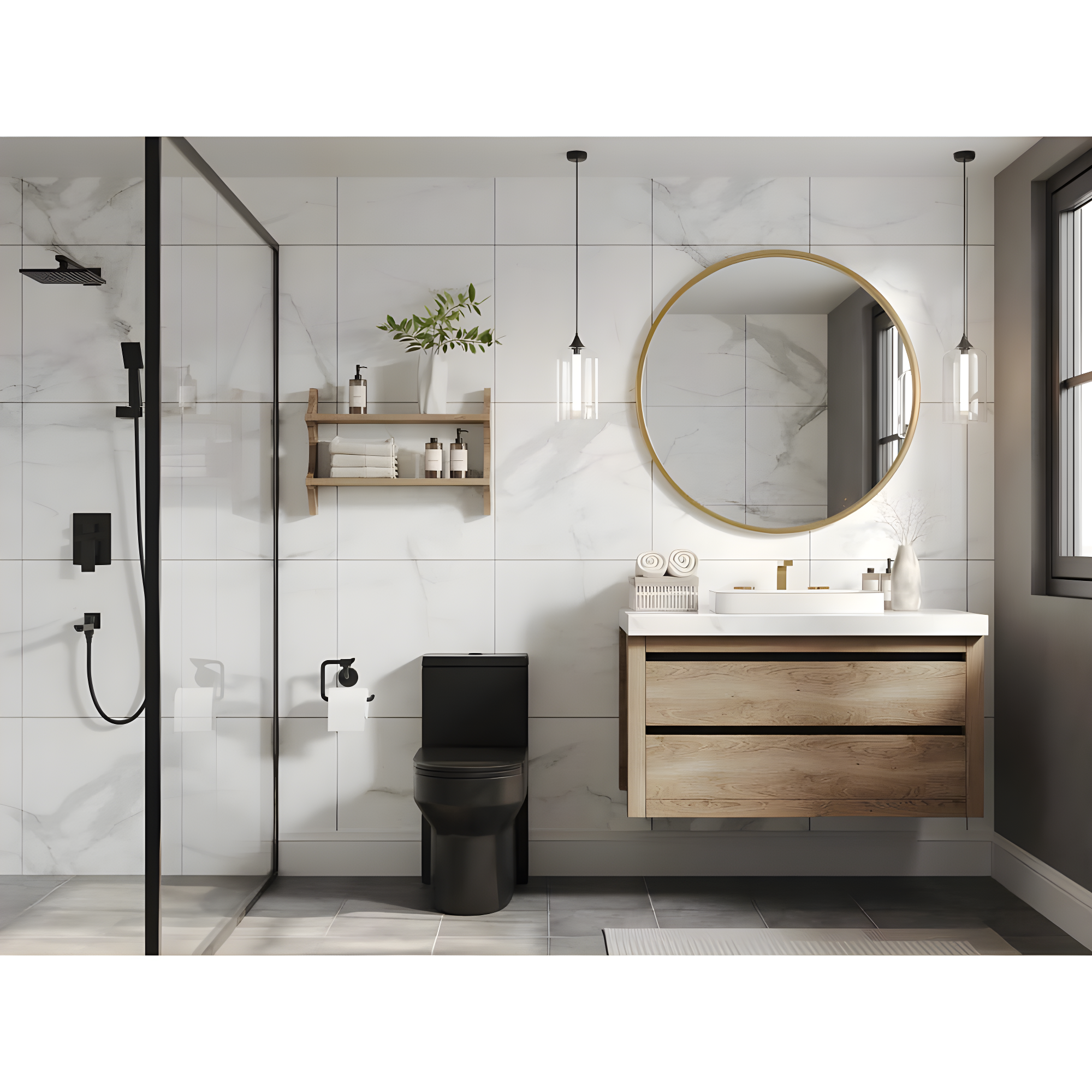 Liberty Compact Toilet, Modern One-Piece Round Toilet with Dual Flush, Easy Cleaning Fully Skirted Design(Seat Included)