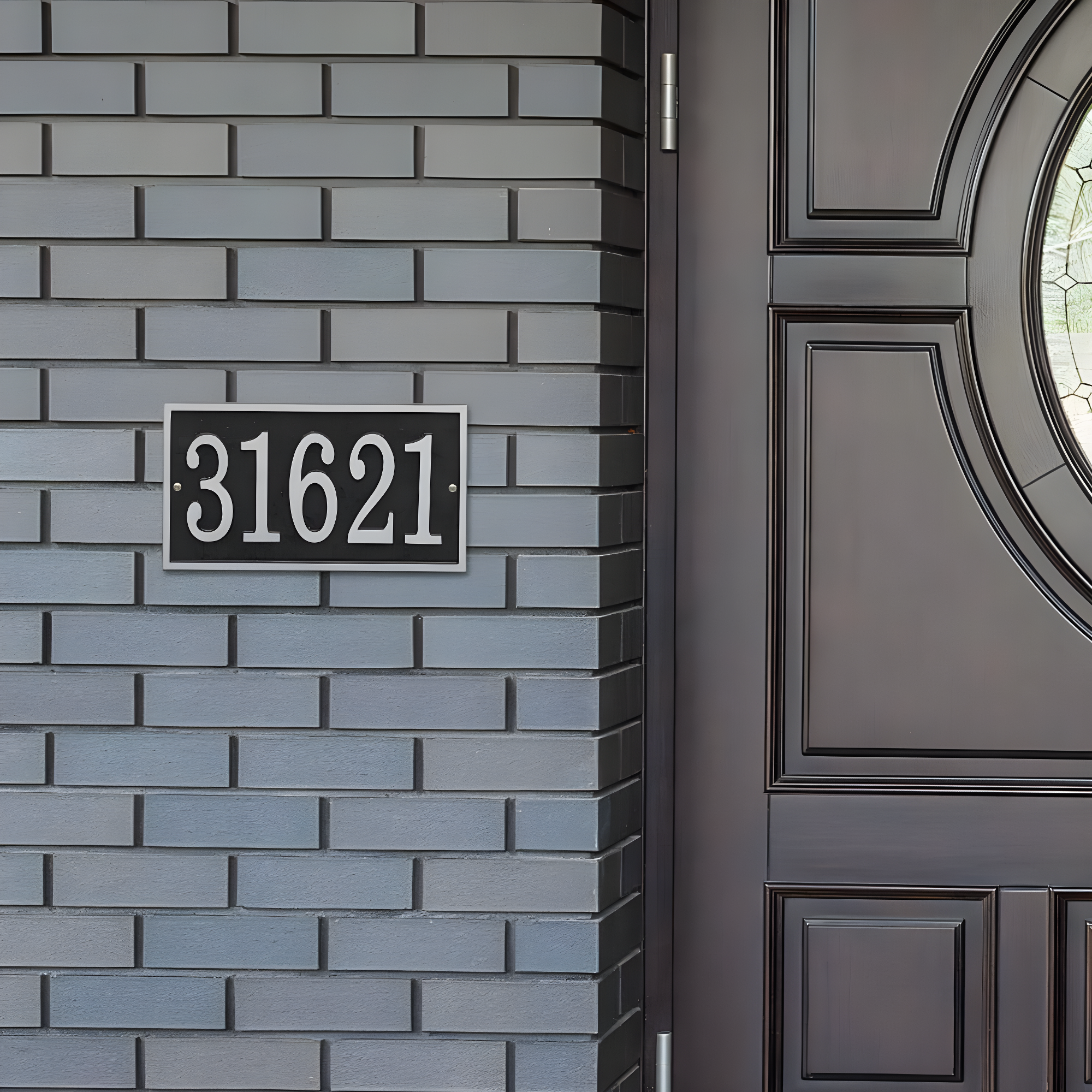 Black and Silver Metal Rectangle House Numbers Plaque