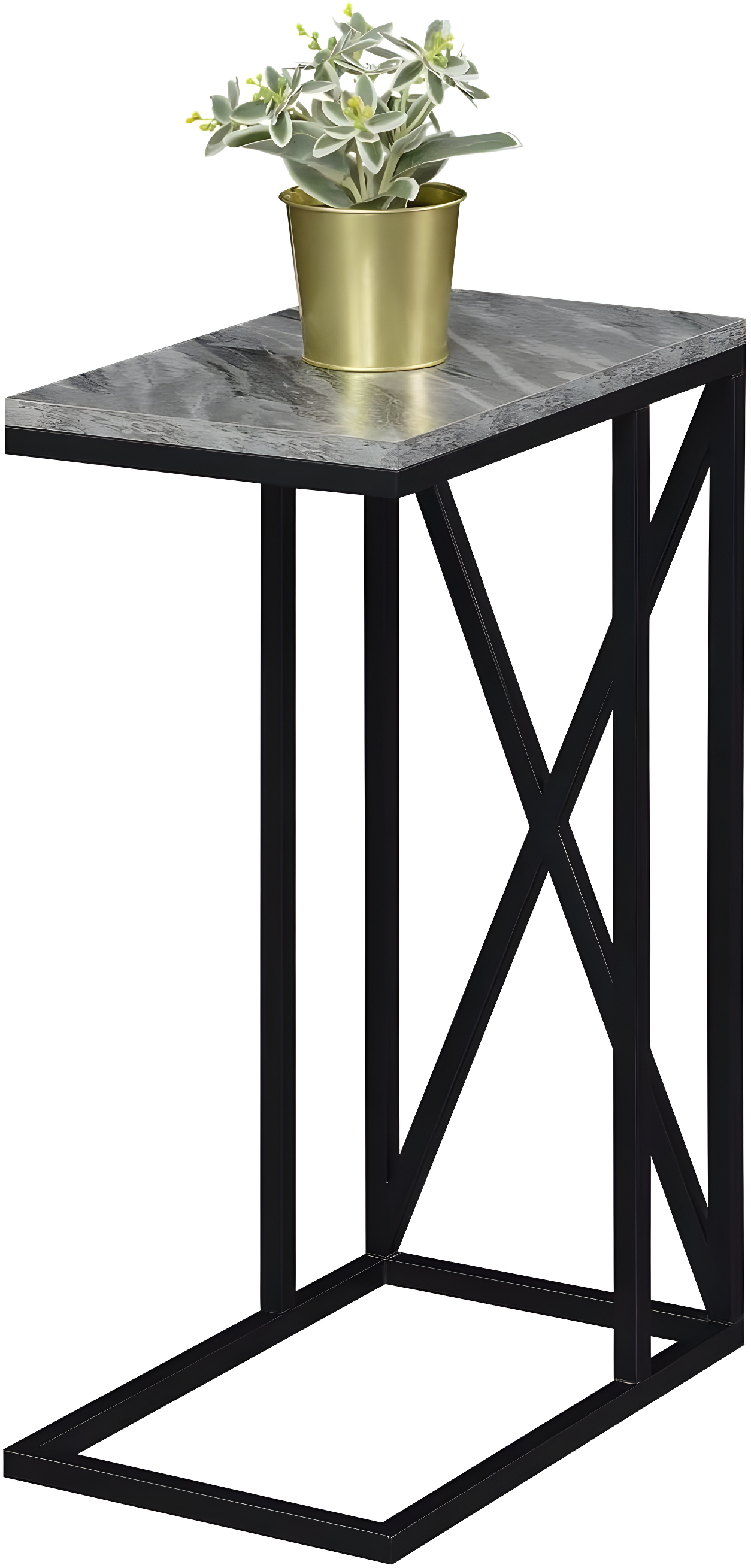 Convenience Concepts Tucson C End Table, Gray Marble/Black