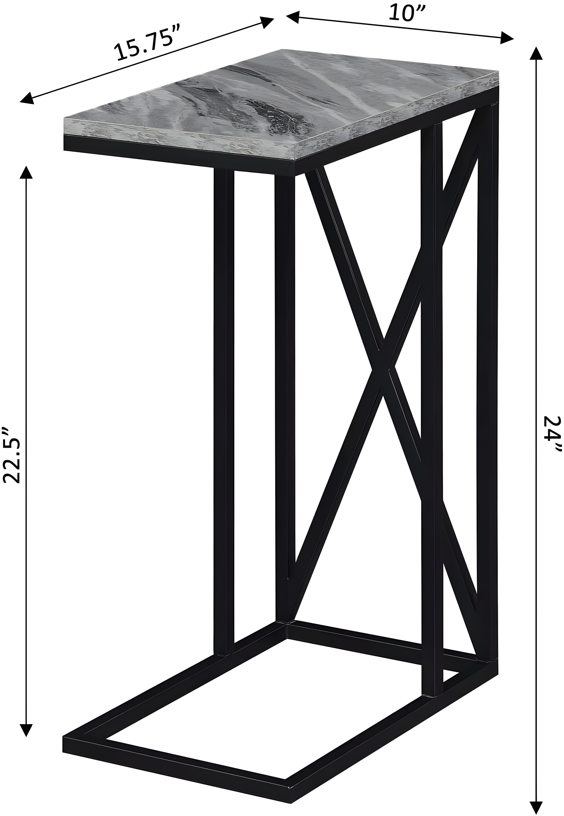 Convenience Concepts Tucson C End Table, Gray Marble/Black