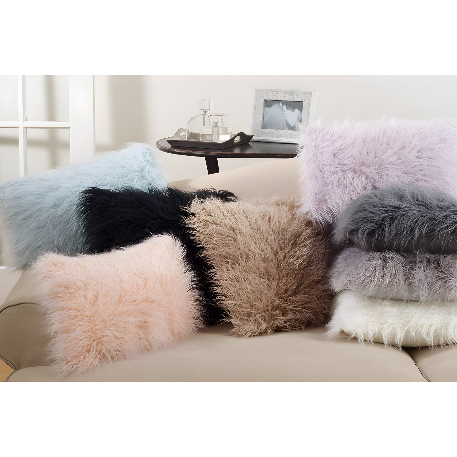 Faux Mongolian Collection Faux Fur Lumbar Throw Pillow