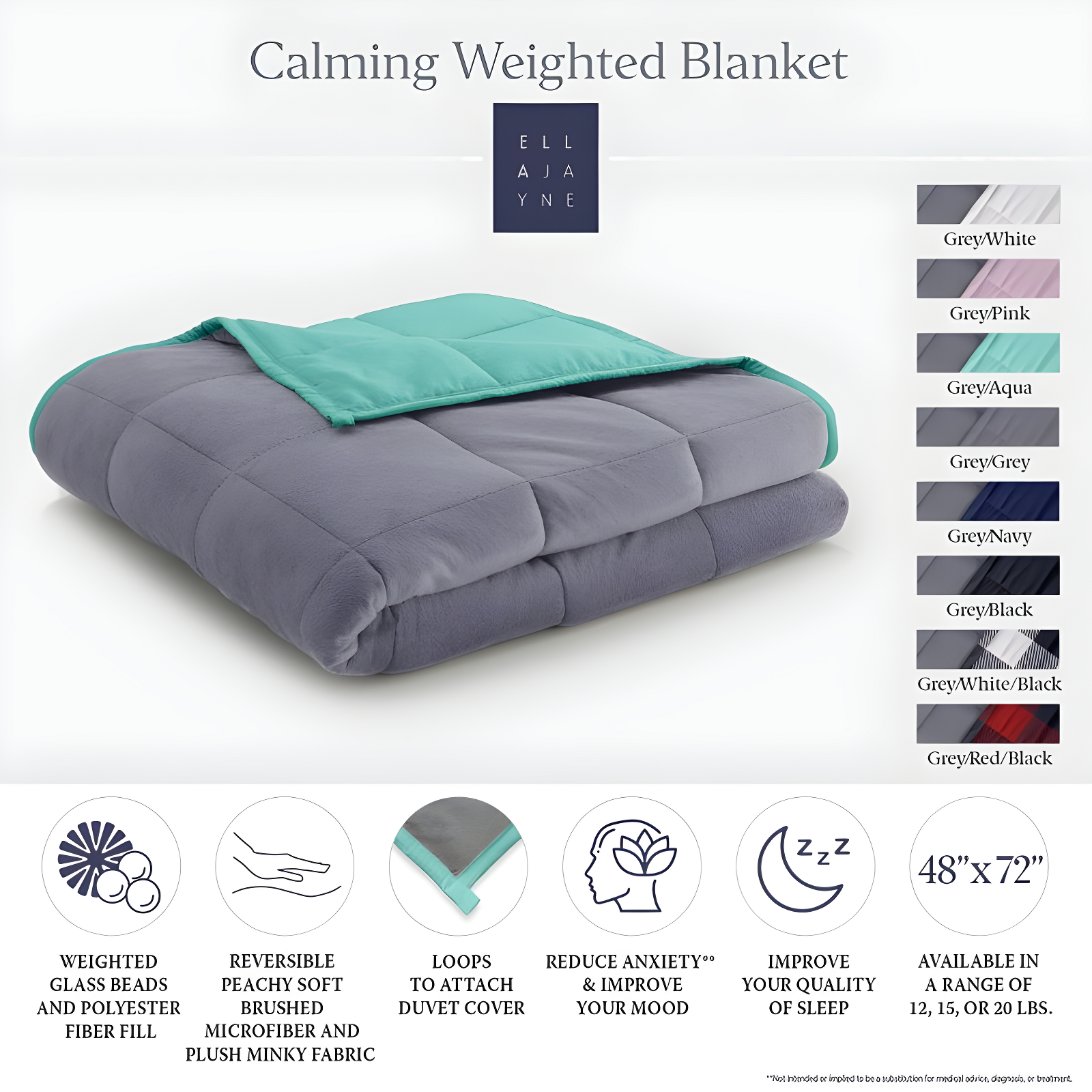 Ella Jayne Home Reversible Weighted Anti-Anxiety Blanket
