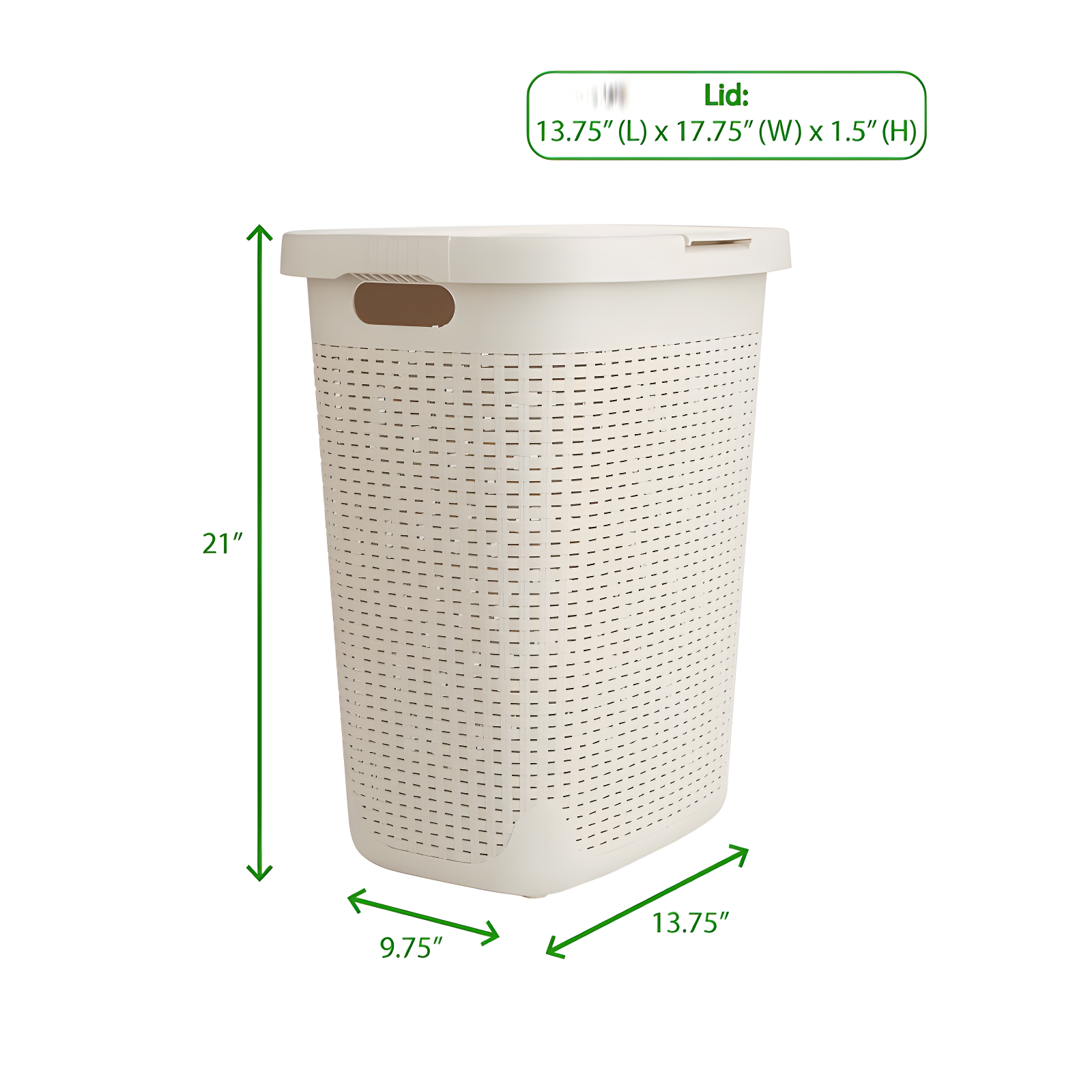 Mind Reader Mind Reader 50L Slim Laundry Hamper, Clothes Basket, Lid, Wicker Design, Plastic