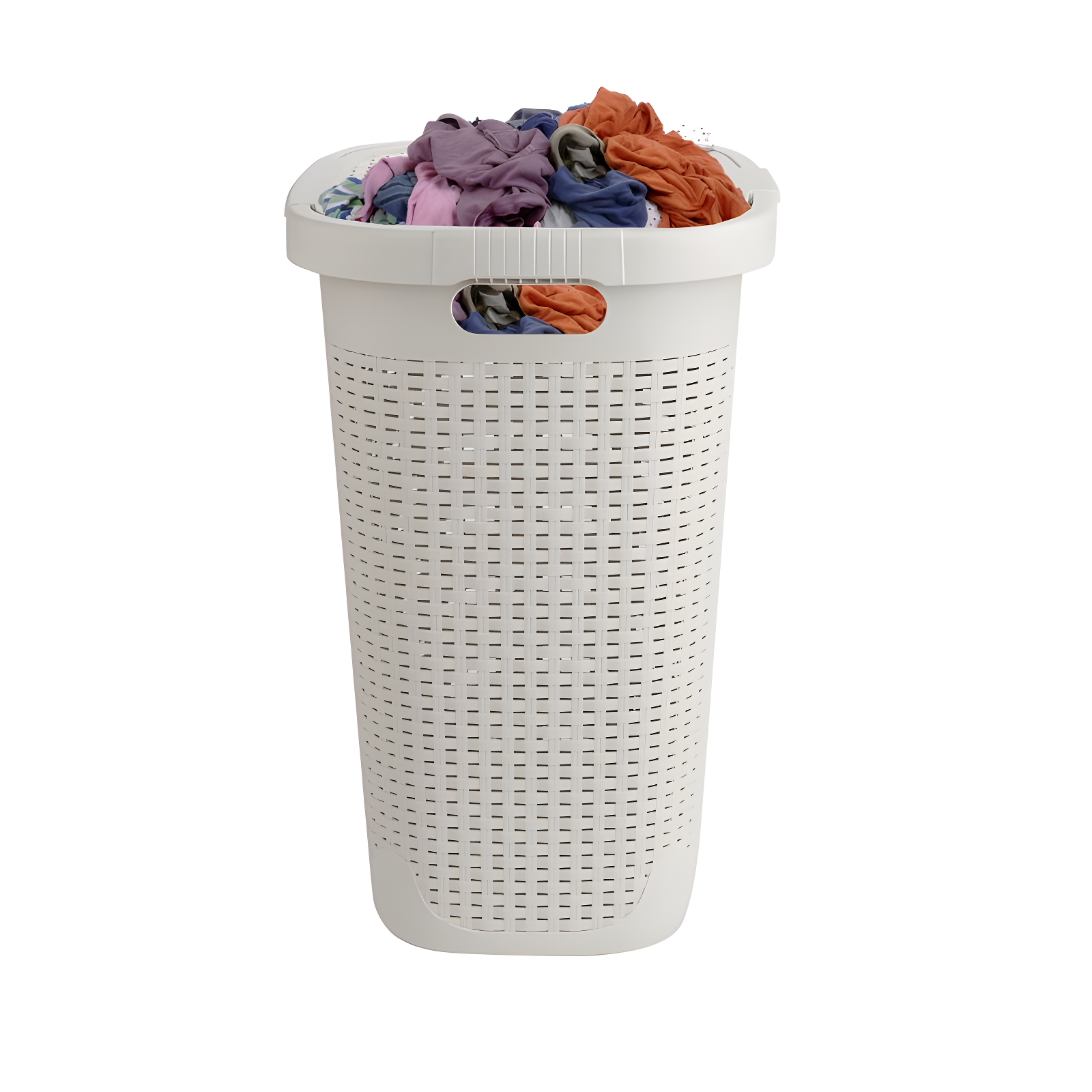 Mind Reader Mind Reader 50L Slim Laundry Hamper, Clothes Basket, Lid, Wicker Design, Plastic