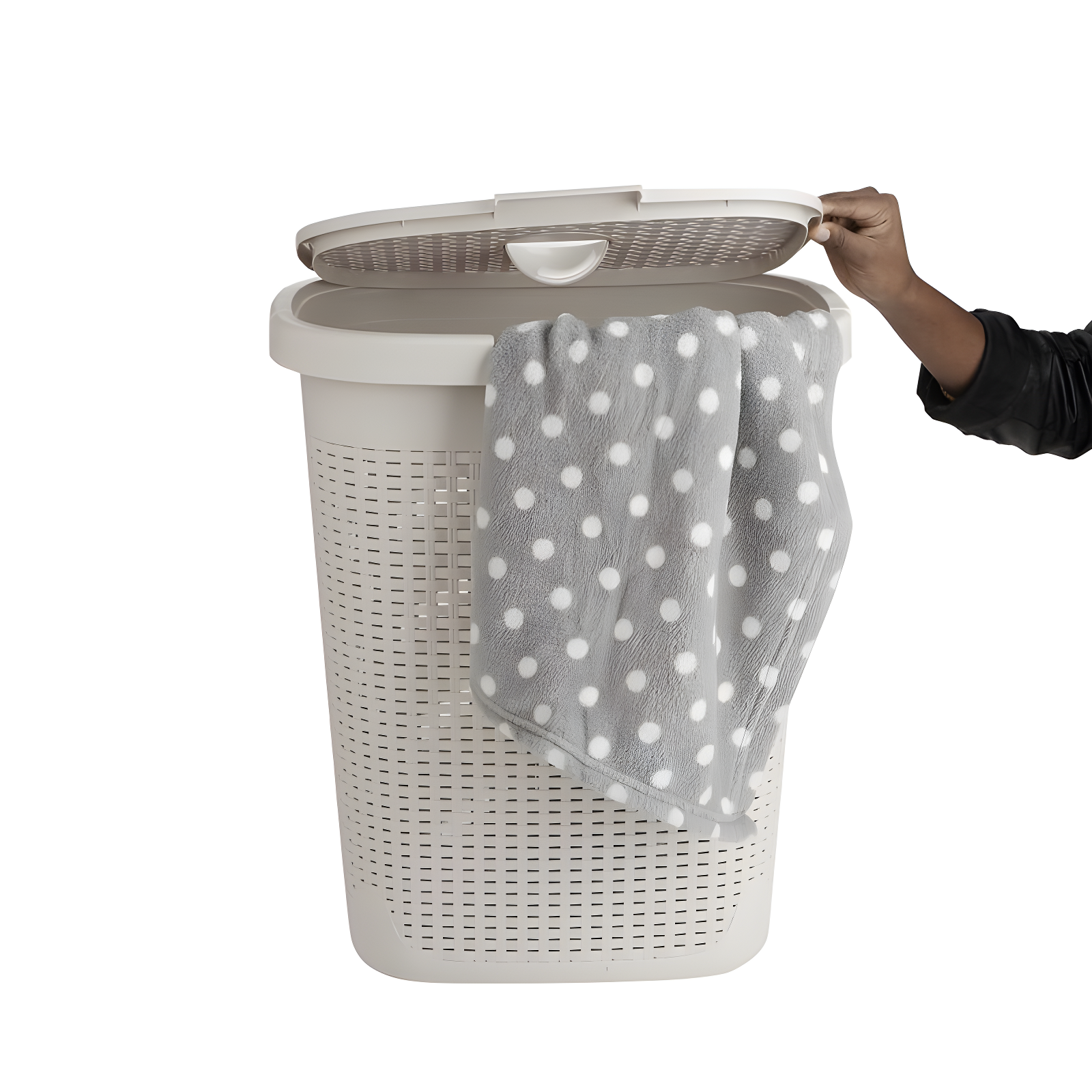 Mind Reader Mind Reader 50L Slim Laundry Hamper, Clothes Basket, Lid, Wicker Design, Plastic