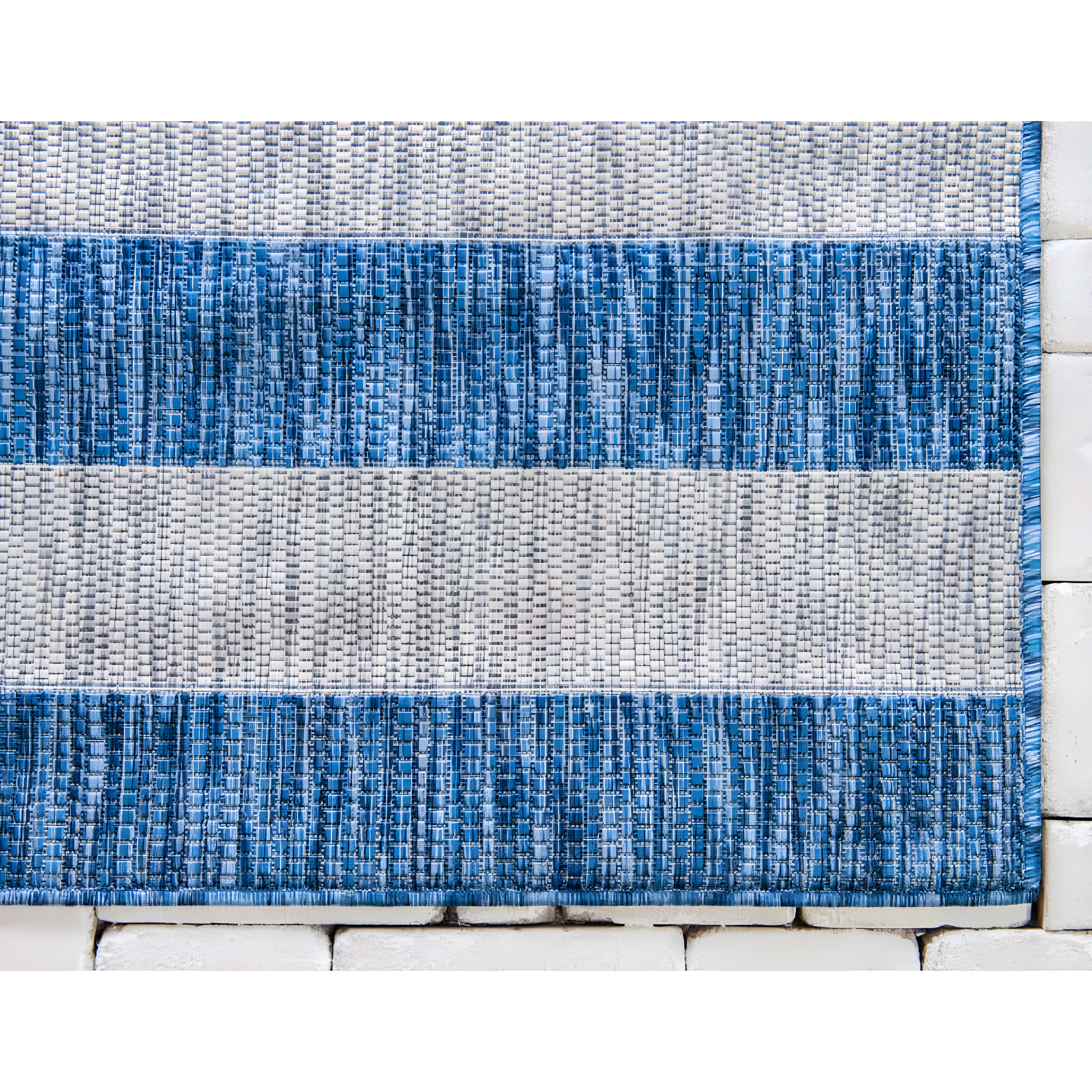 Unique Loom 6' 1 x 9' 0 Rectangle Indoor/Outdoor Striped Blue Area Rug