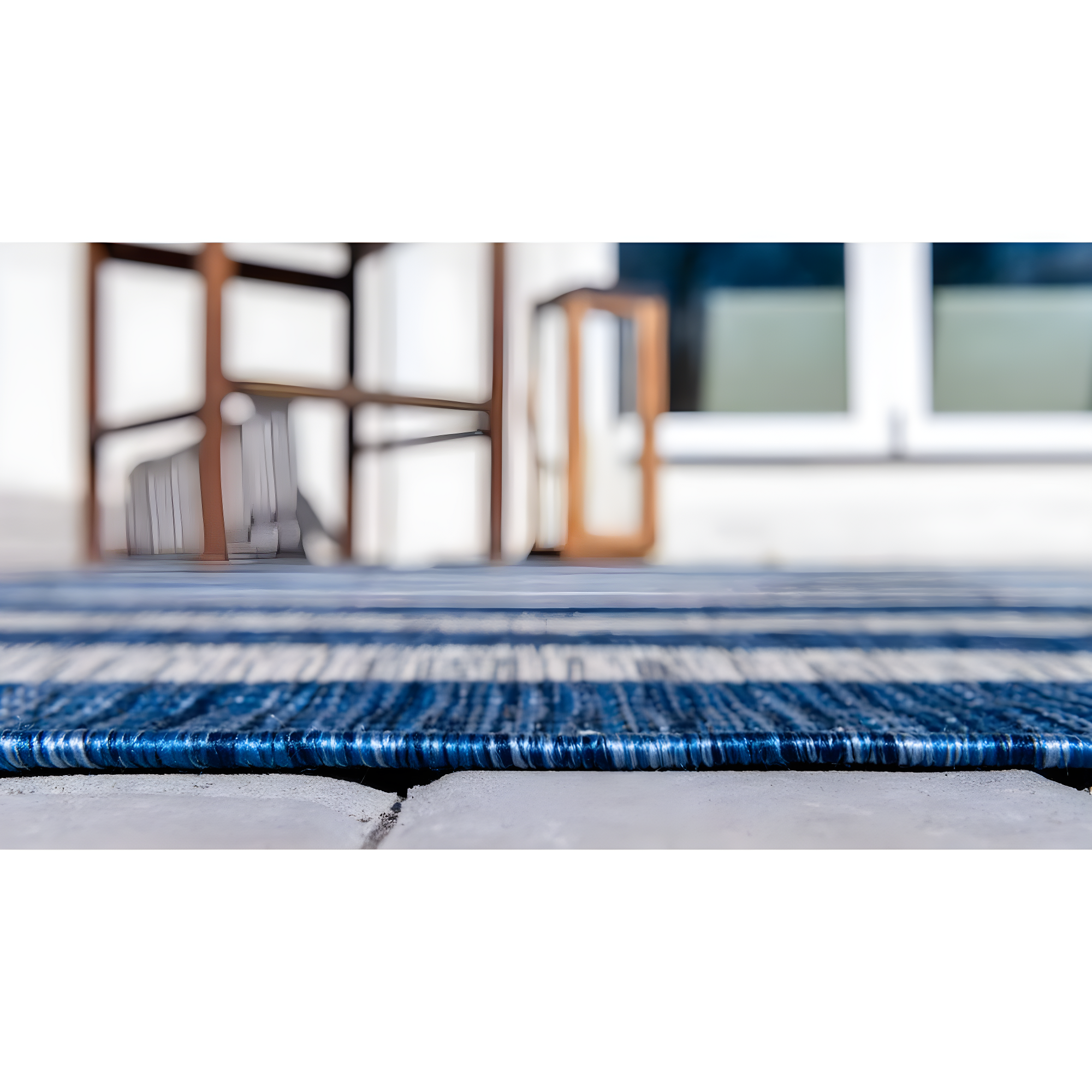Unique Loom 6' 1 x 9' 0 Rectangle Indoor/Outdoor Striped Blue Area Rug