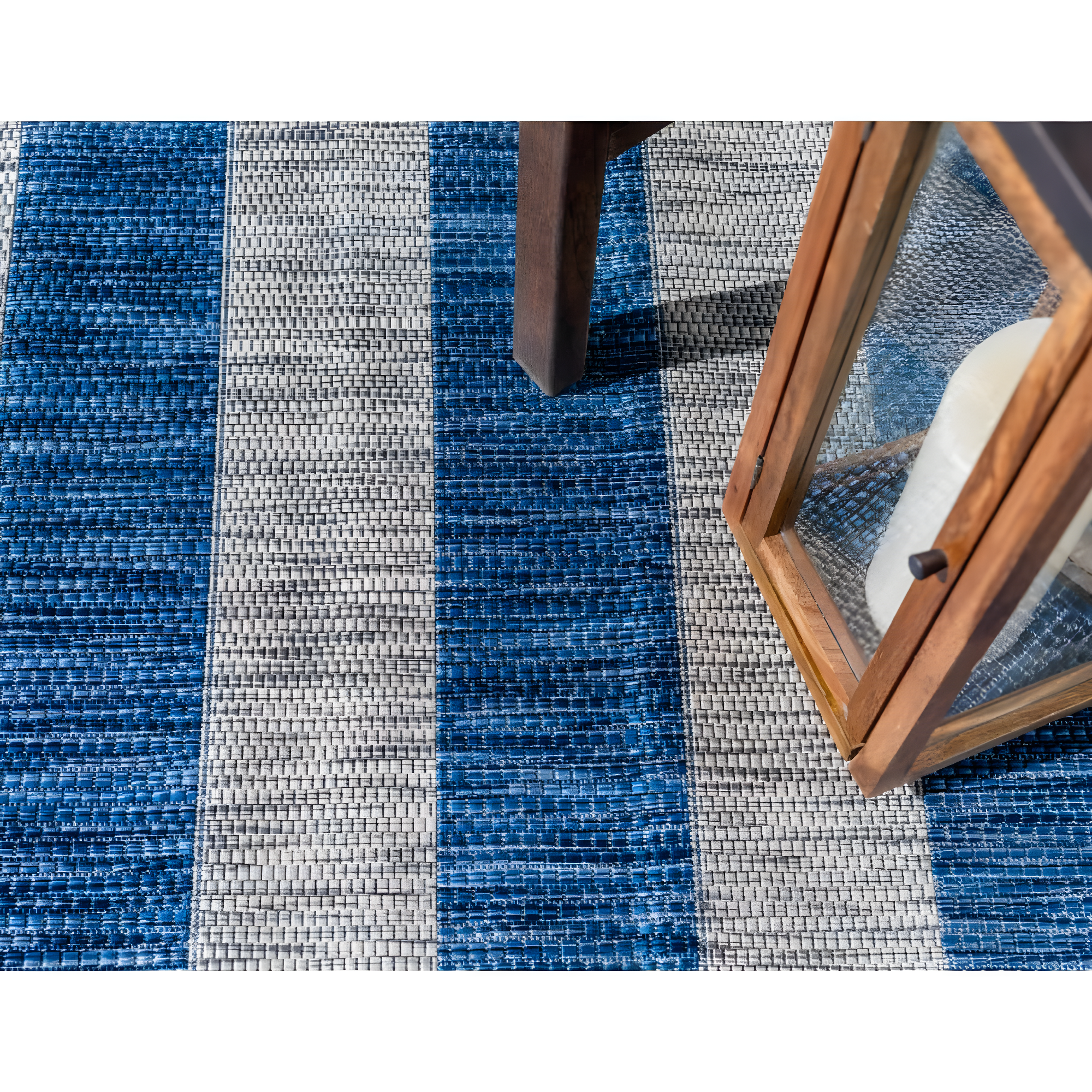 Unique Loom 6' 1 x 9' 0 Rectangle Indoor/Outdoor Striped Blue Area Rug