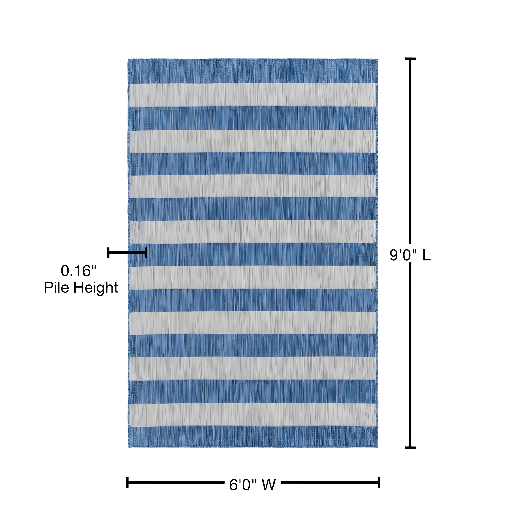 Unique Loom 6' 1 x 9' 0 Rectangle Indoor/Outdoor Striped Blue Area Rug