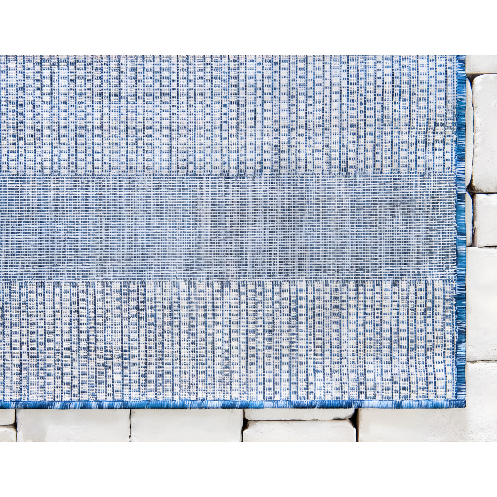 Unique Loom 6' 1 x 9' 0 Rectangle Indoor/Outdoor Striped Blue Area Rug