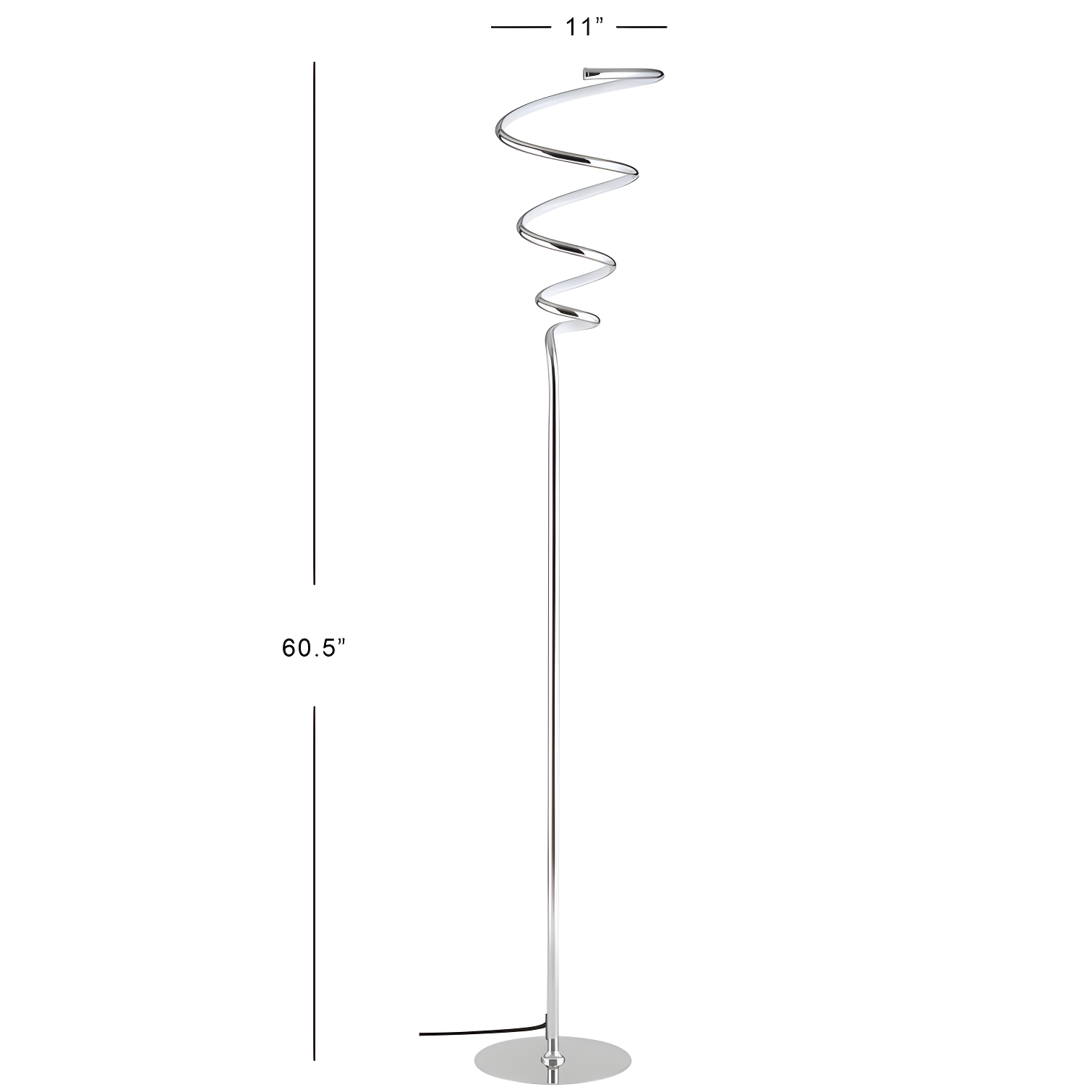 JONATHAN Y JYL7027A Scribble 60.5" Modern Dimmable Metal Integrated LED Floor Lamp, Contemporary, Minimalist, Glam for living room, dinning room, bedroom, office, Chrome